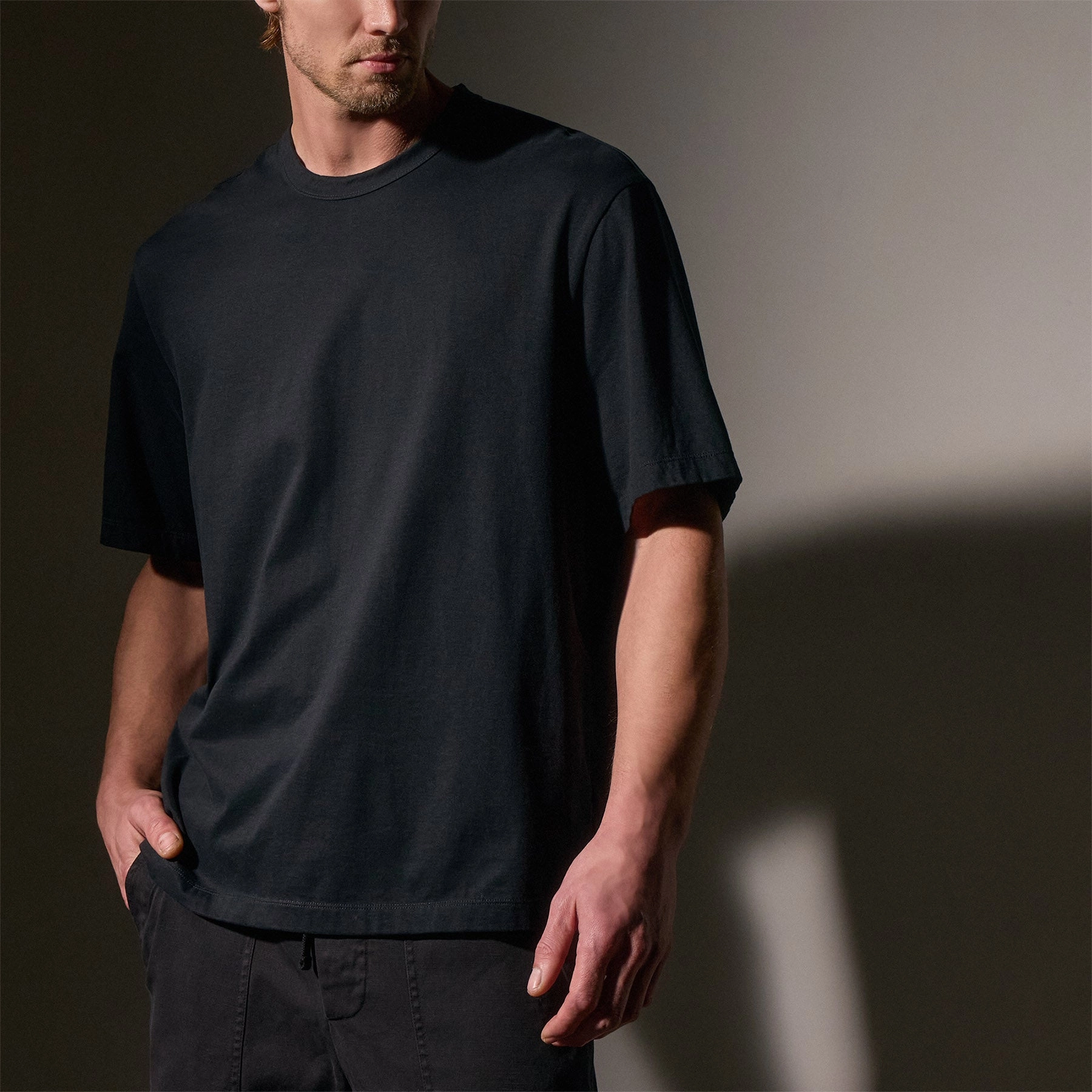 Heavy Luxe Jersey Oversized Crew - Black