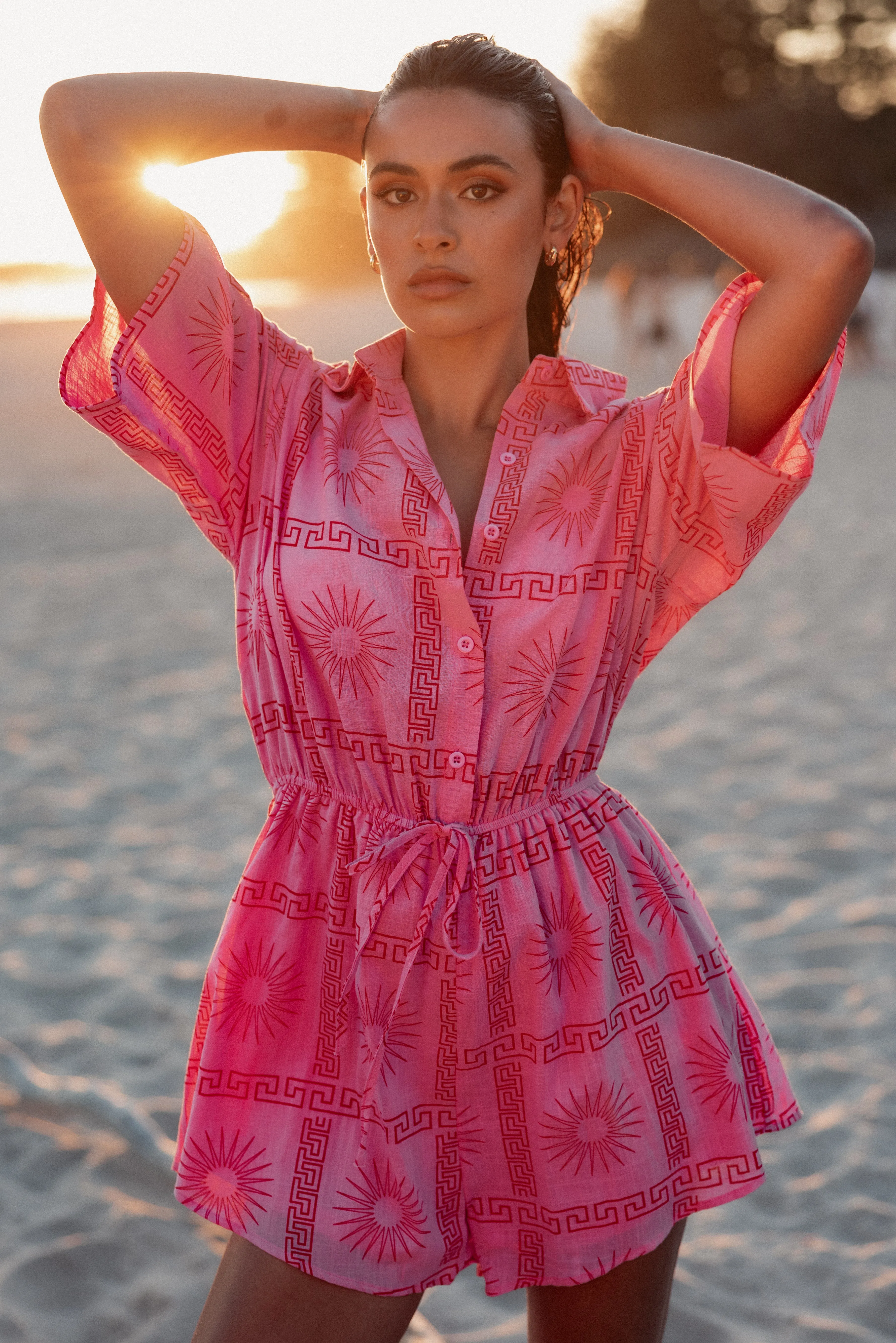 Ilios Playsuit - Pink Print