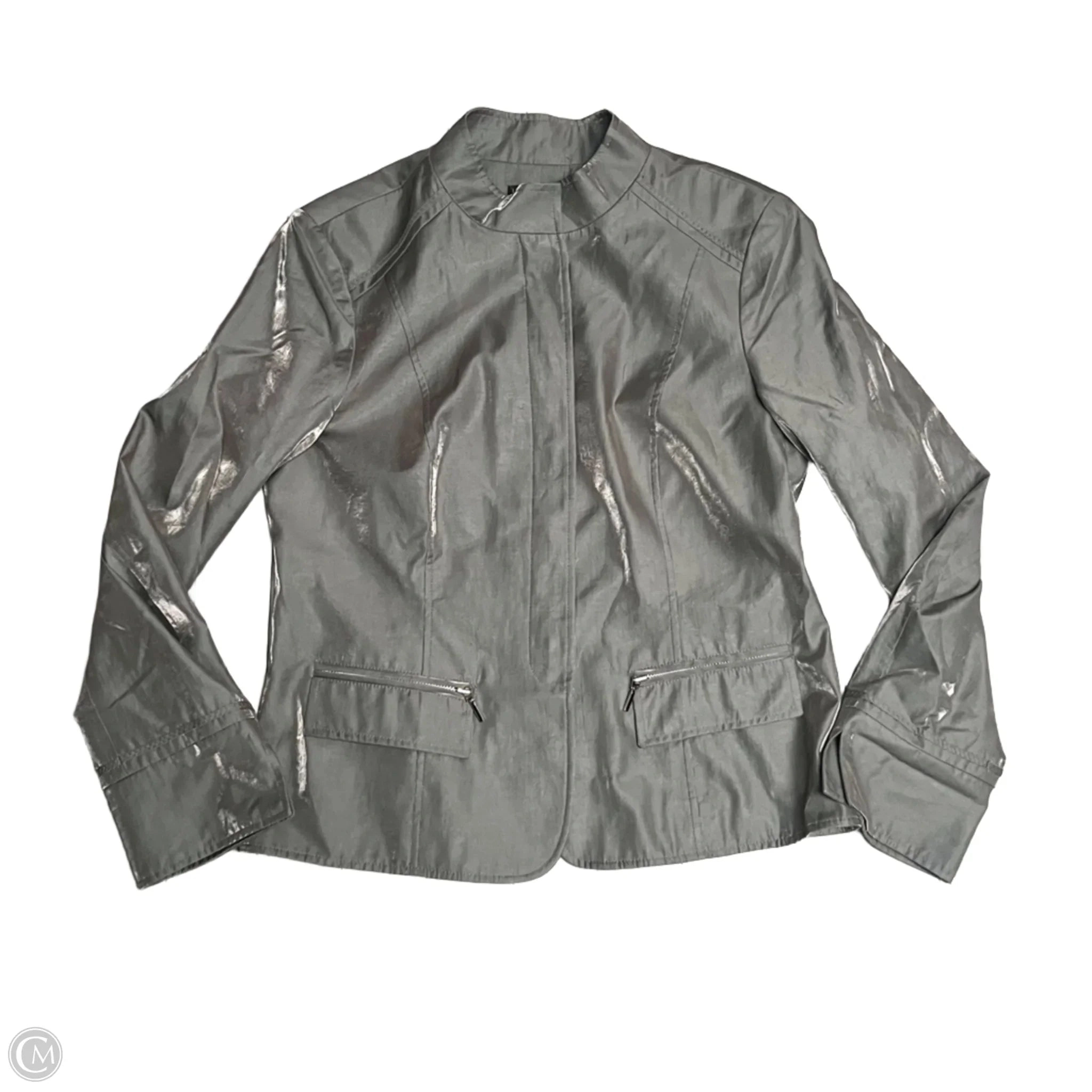 Jacket Designer By Lafayette 148 In Grey, Size: M