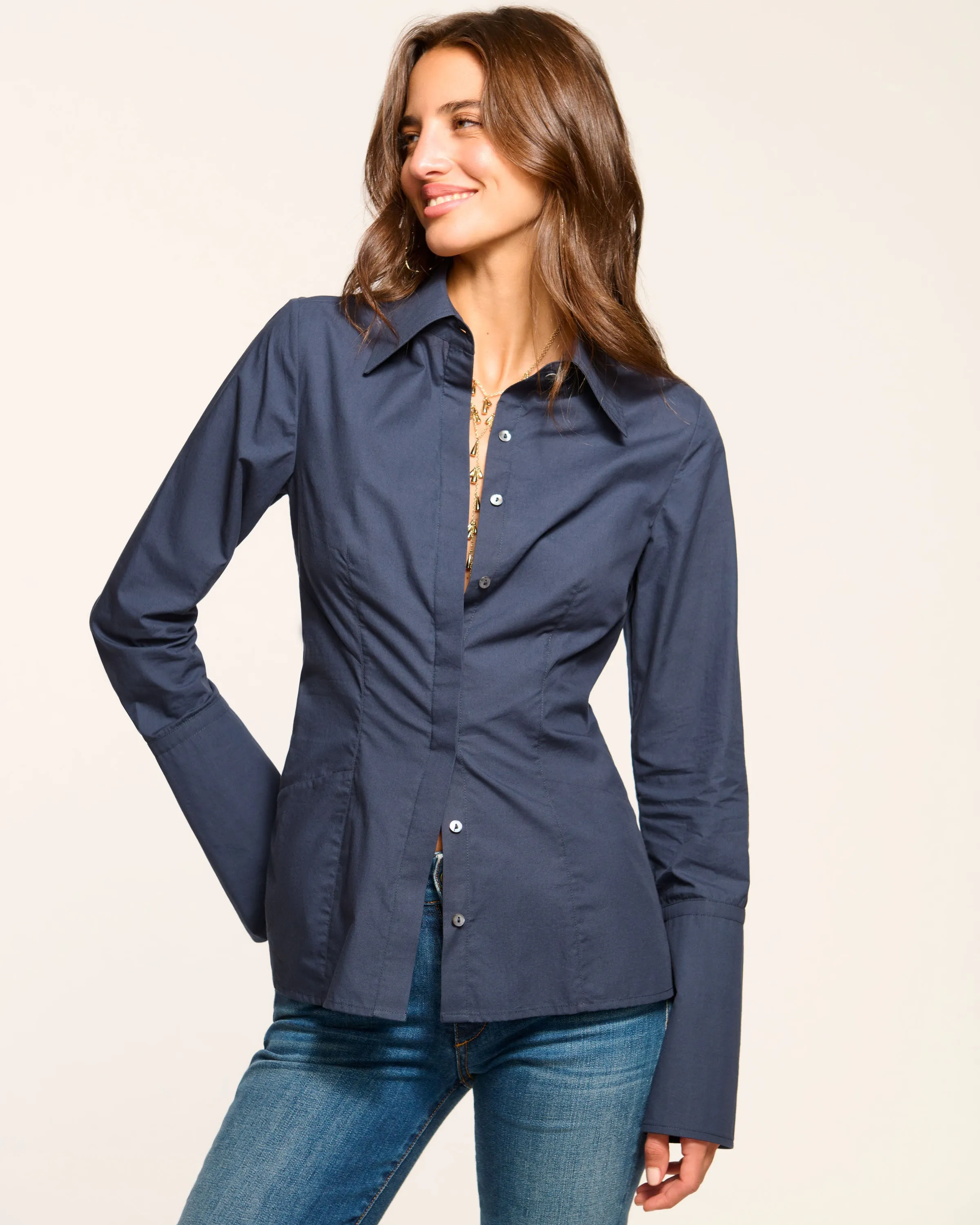 Jay Tailored Cotton Poplin Top