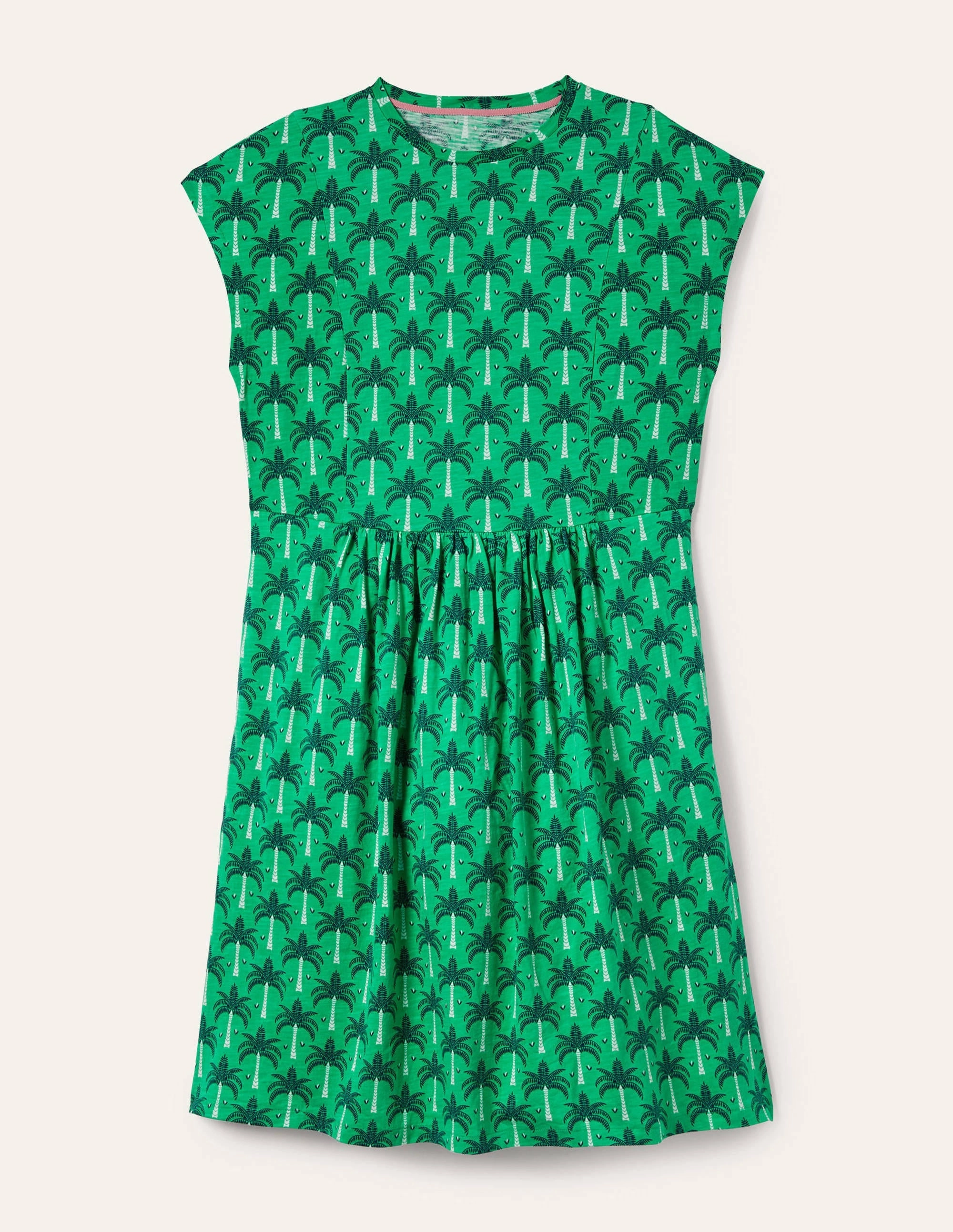 Jersey T-Shirt Dress-Green Lagoon, Paradise Palm