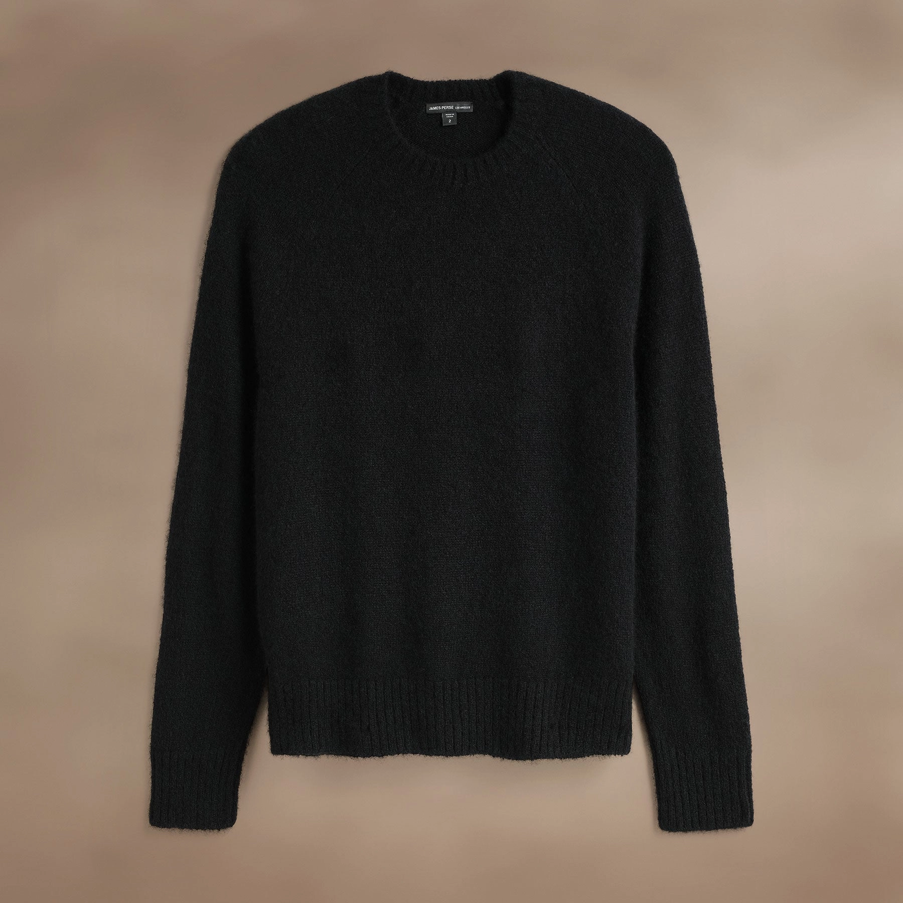 Lightweight Textured Cashmere Crew - True Black
