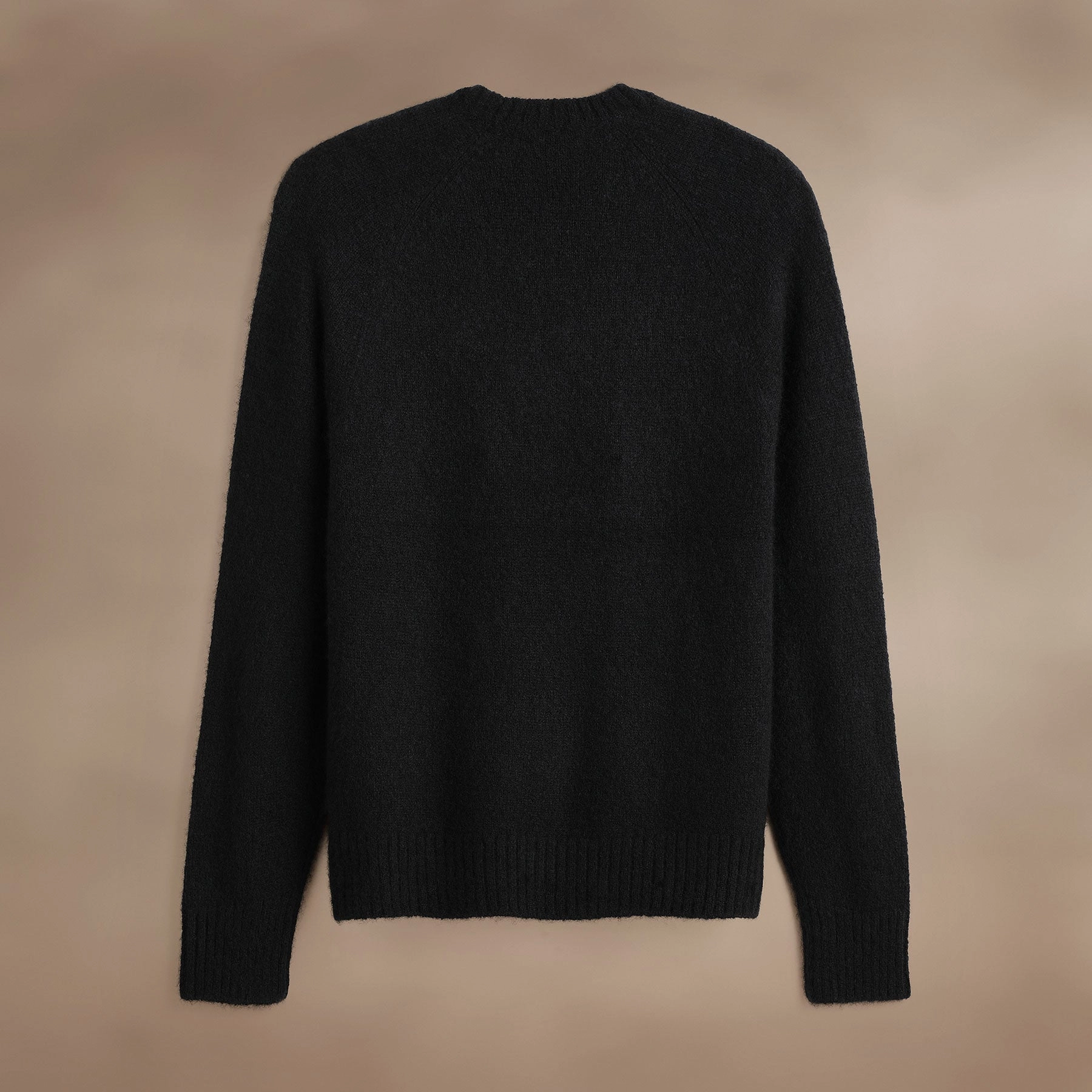Lightweight Textured Cashmere Crew - True Black