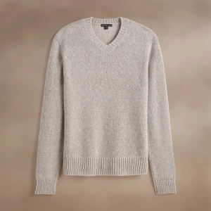 Lightweight Textured Cashmere V-Neck - Hazel