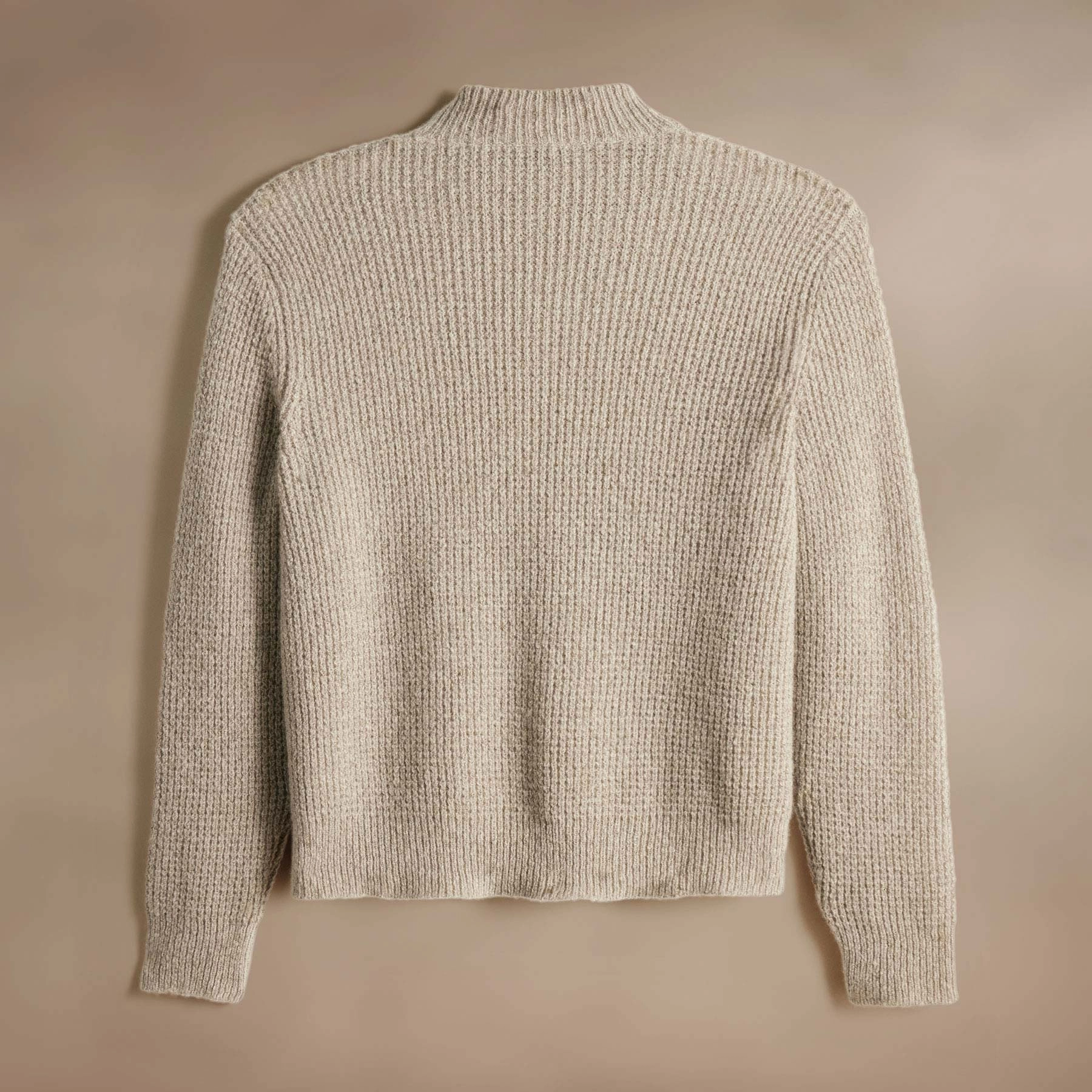 Lightweight Textured Cashmere Waffle Half Zip - Hazel