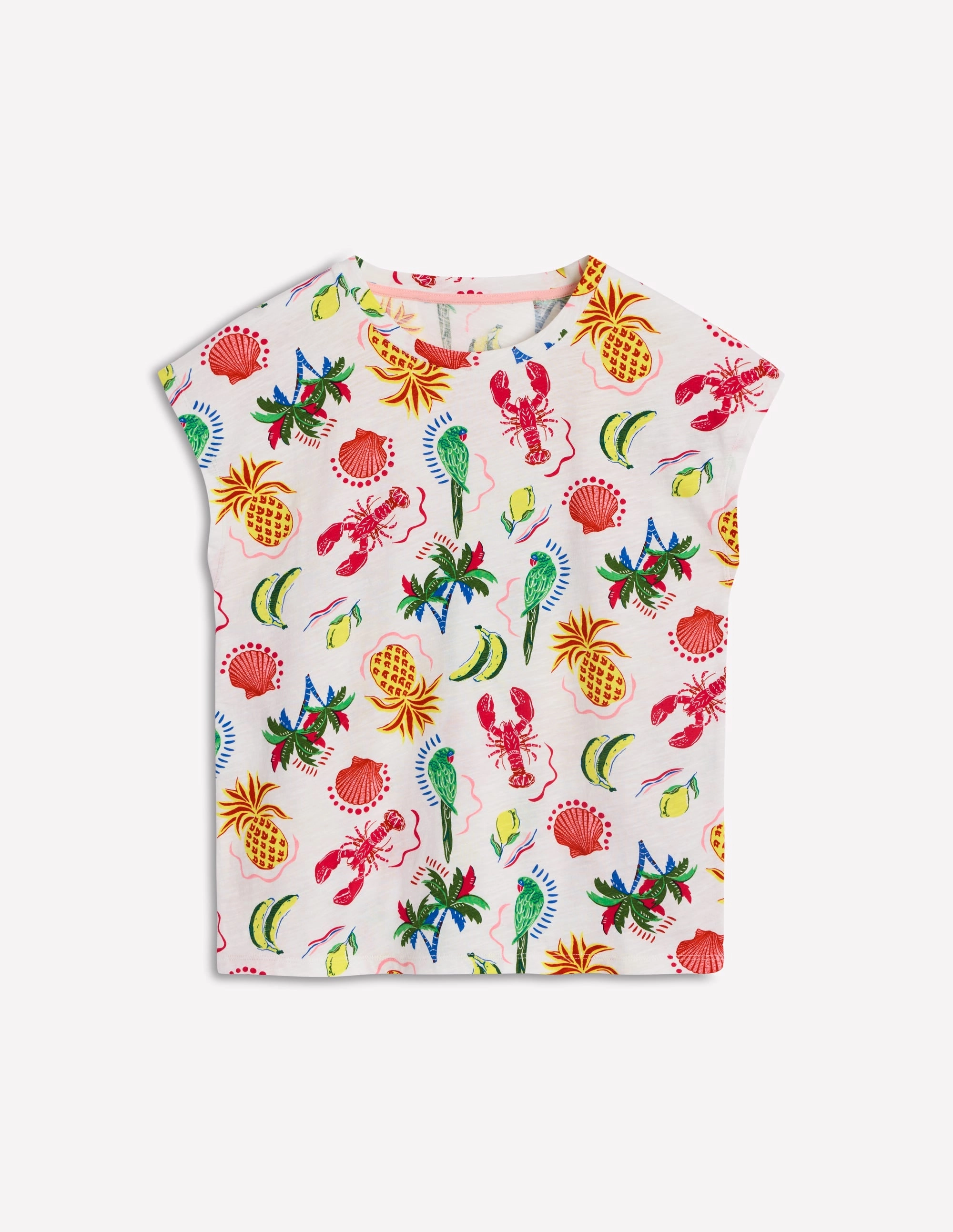 Louisa Slub T-Shirt T1831-Ivory. Tropical Bonanza