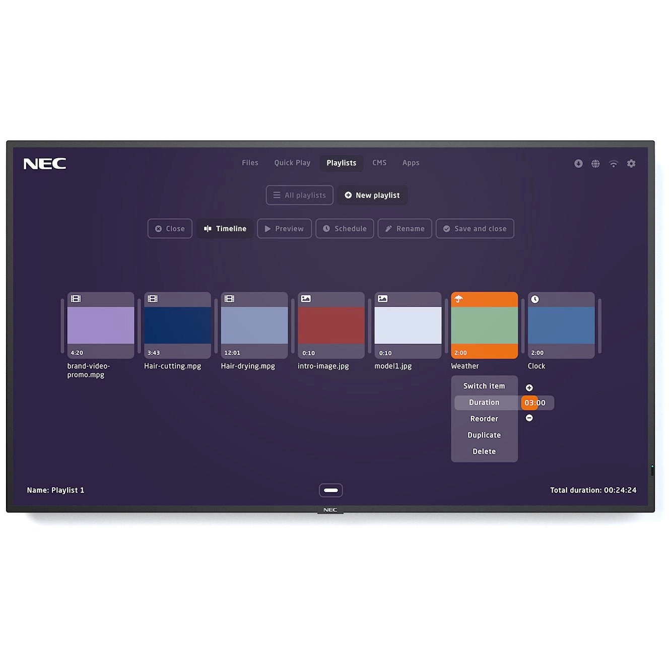 NEC MultiSync® MA431-MPi4 LCD 43" Midrange Large Format Display (incl. NEC MediaPlayer)