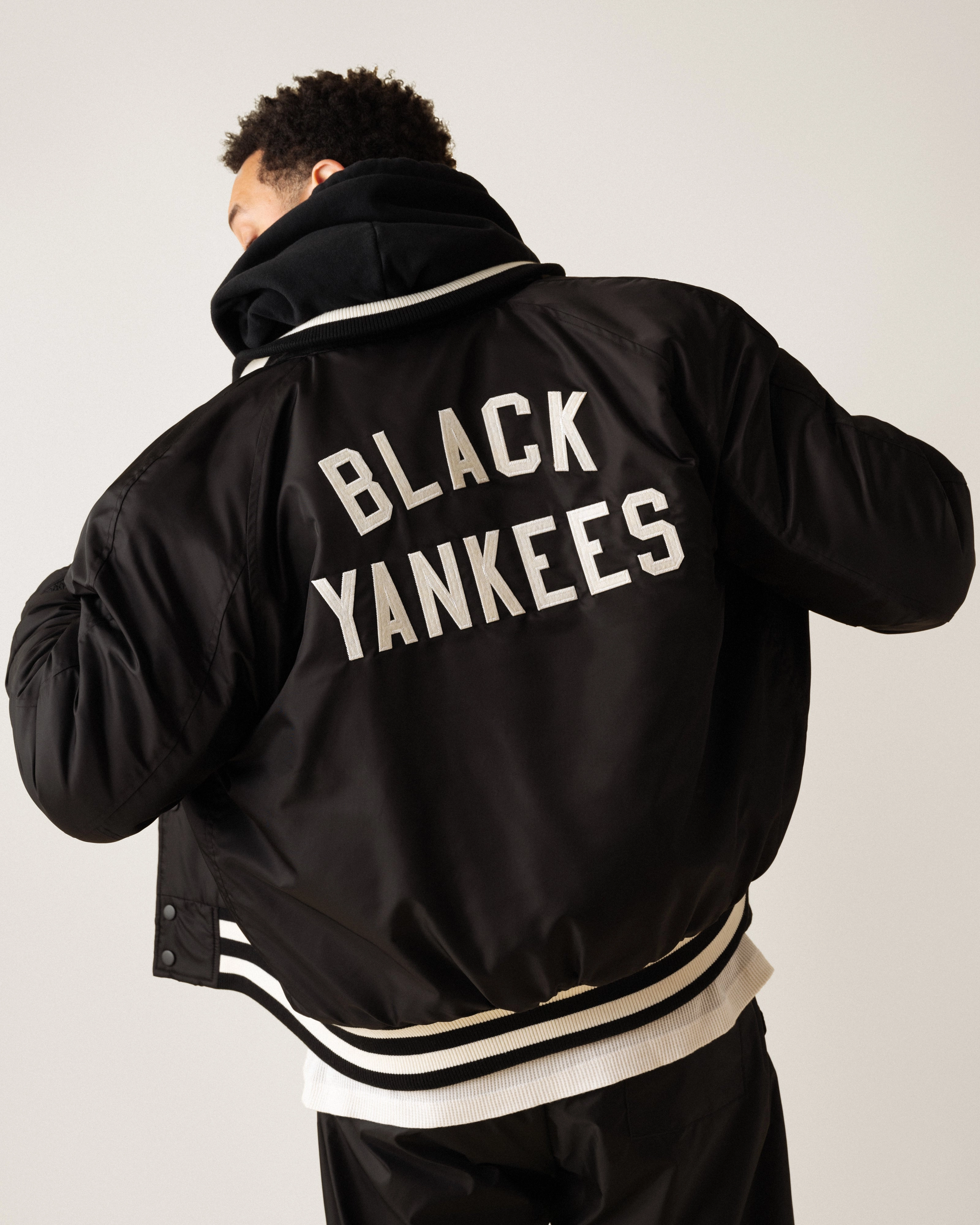 New York Black Yankees Satin Varsity Jacket