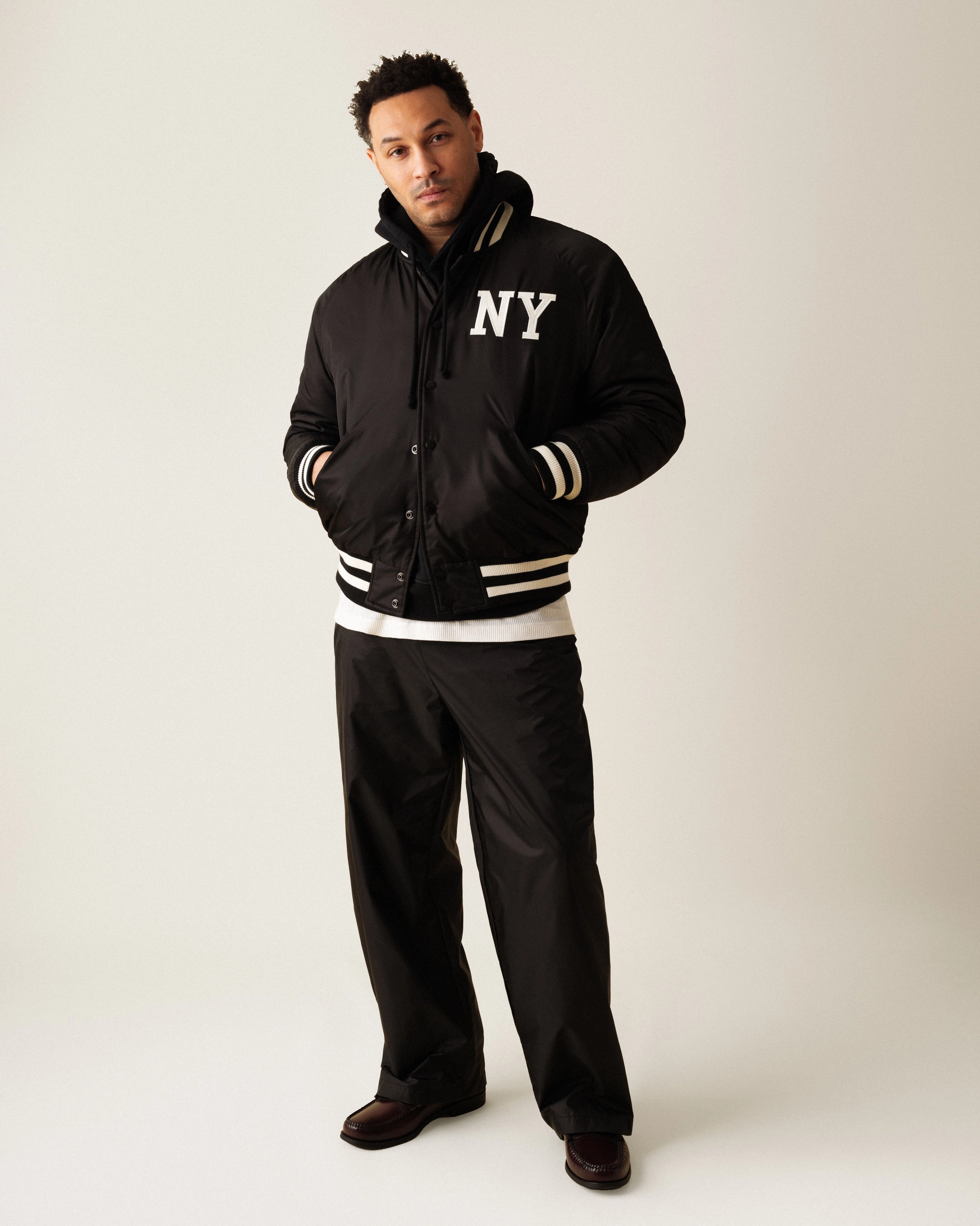 New York Black Yankees Satin Varsity Jacket