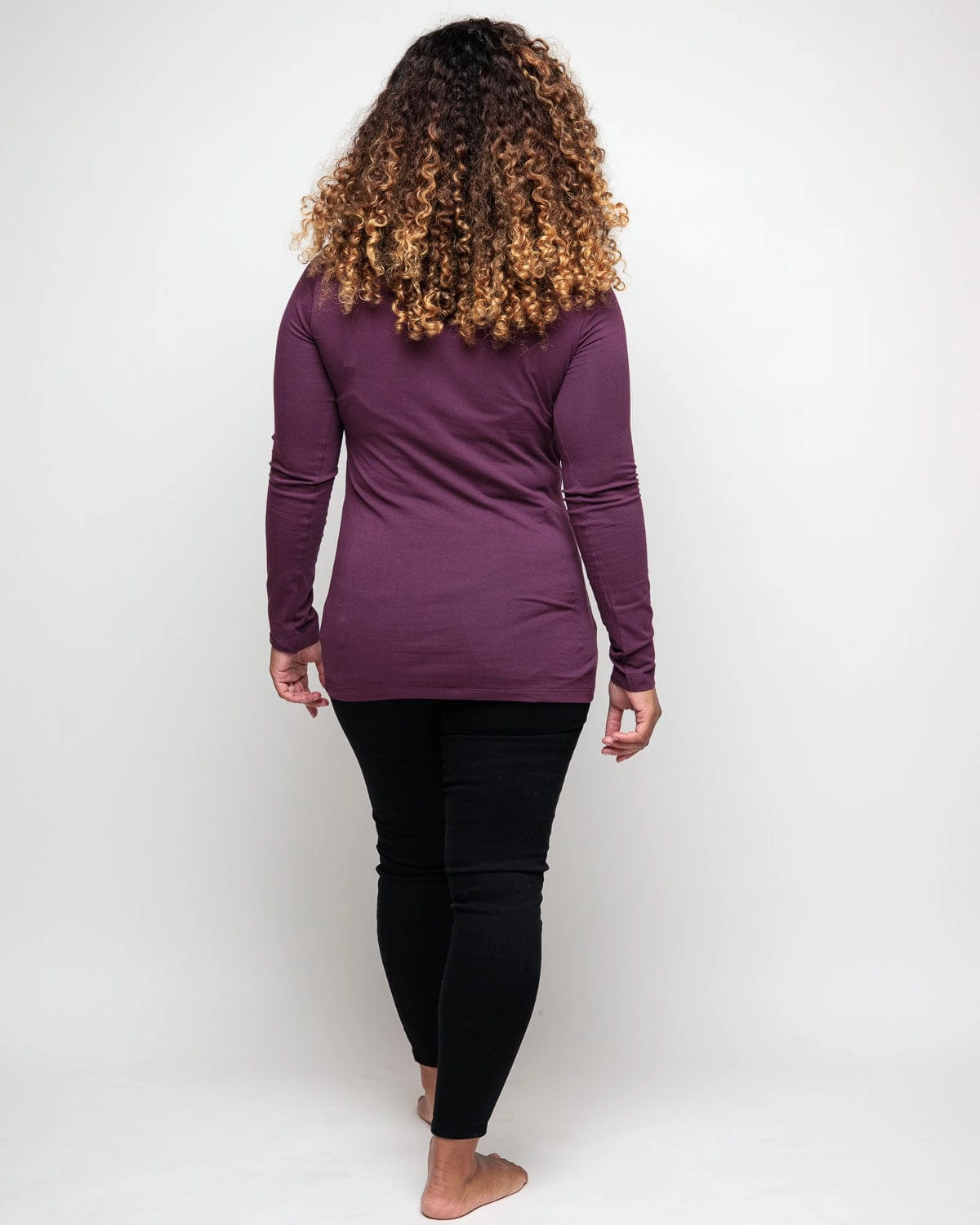 Nursing Long Sleeve Cotton T-Shirt | Plum