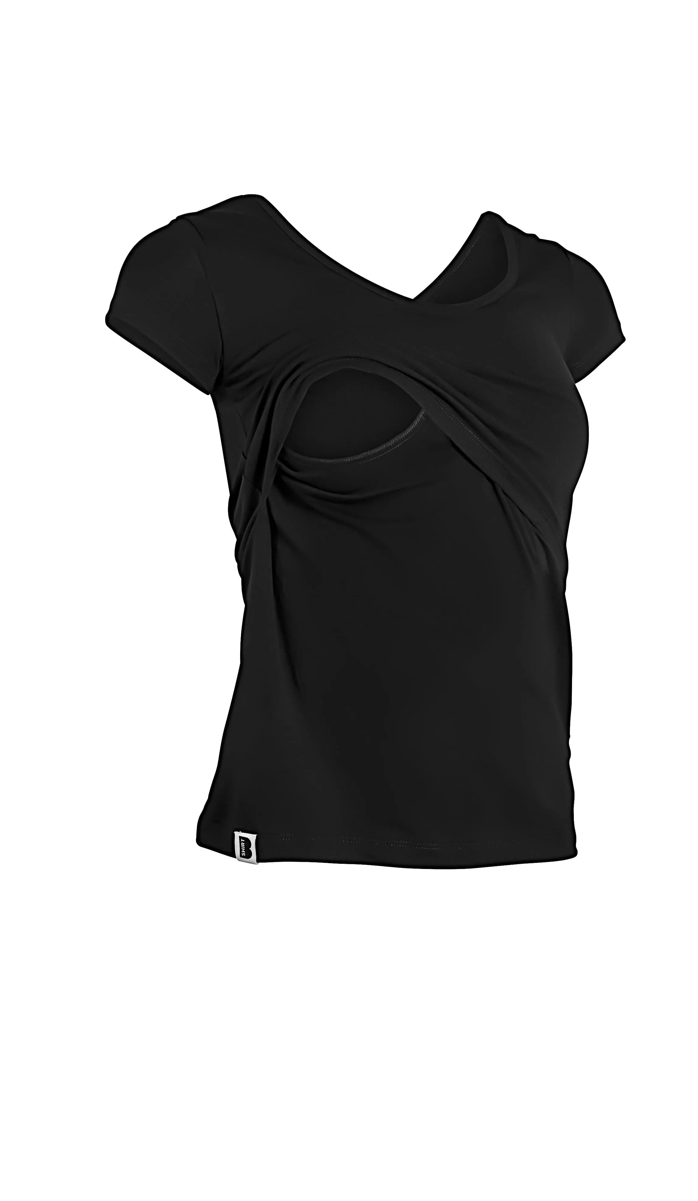 Nursing Short Sleeve Cotton T-Shirt | Black