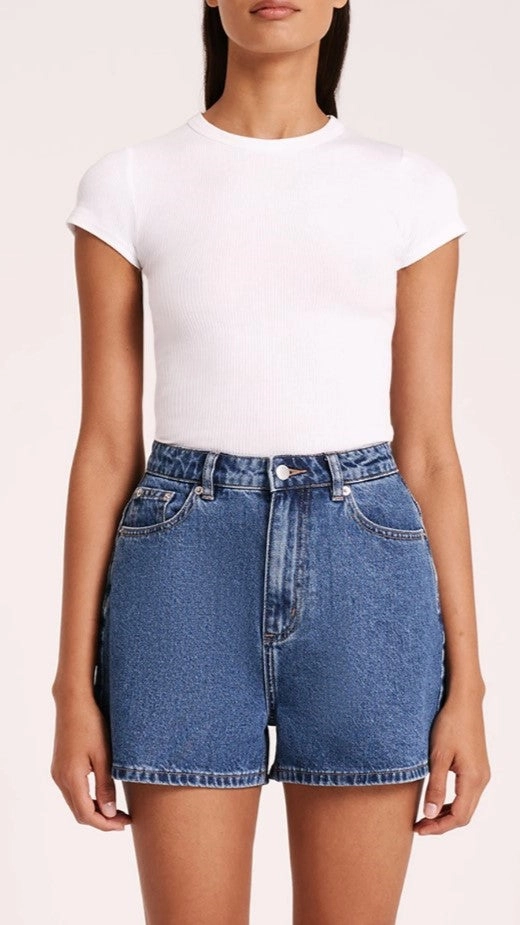 Organic Rib SS Tee - White