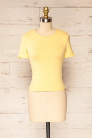 Paczkow Yellow | Ribbed Lettuce-Edge T-Shirt