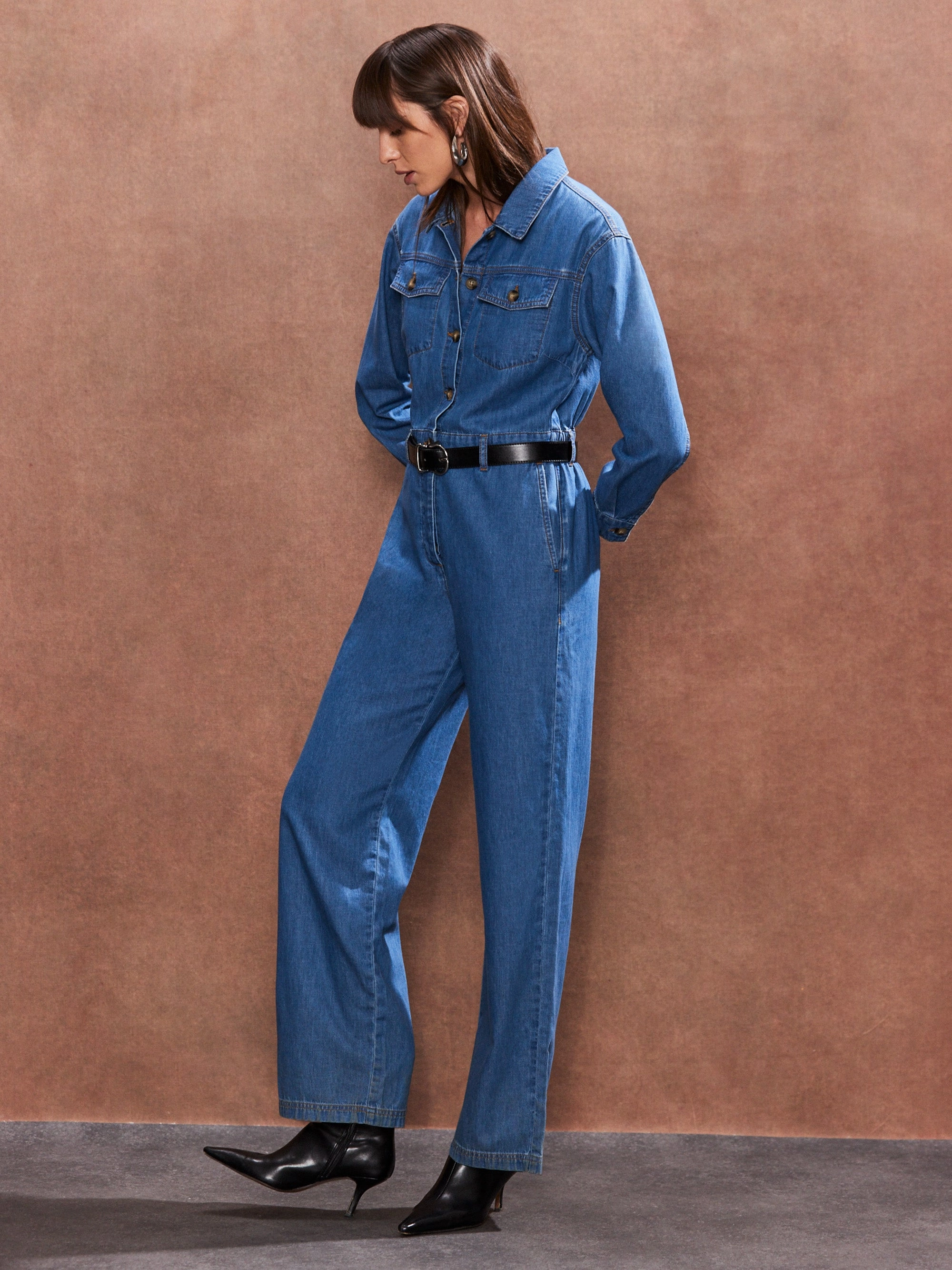 Petite Blue Denim Jumpsuit