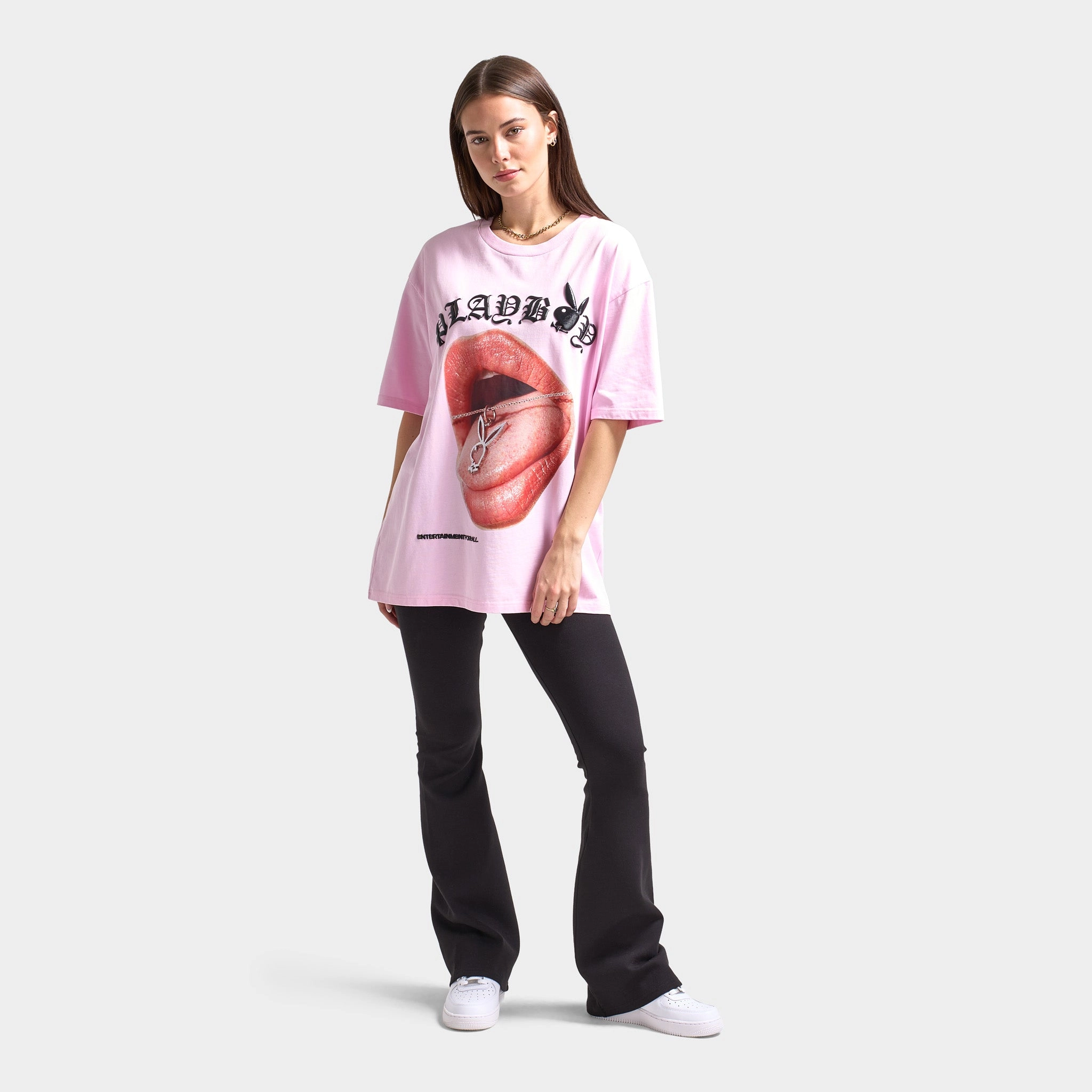 Playboy Bunny Necklace Oversized Graphic T-shirt / Pink