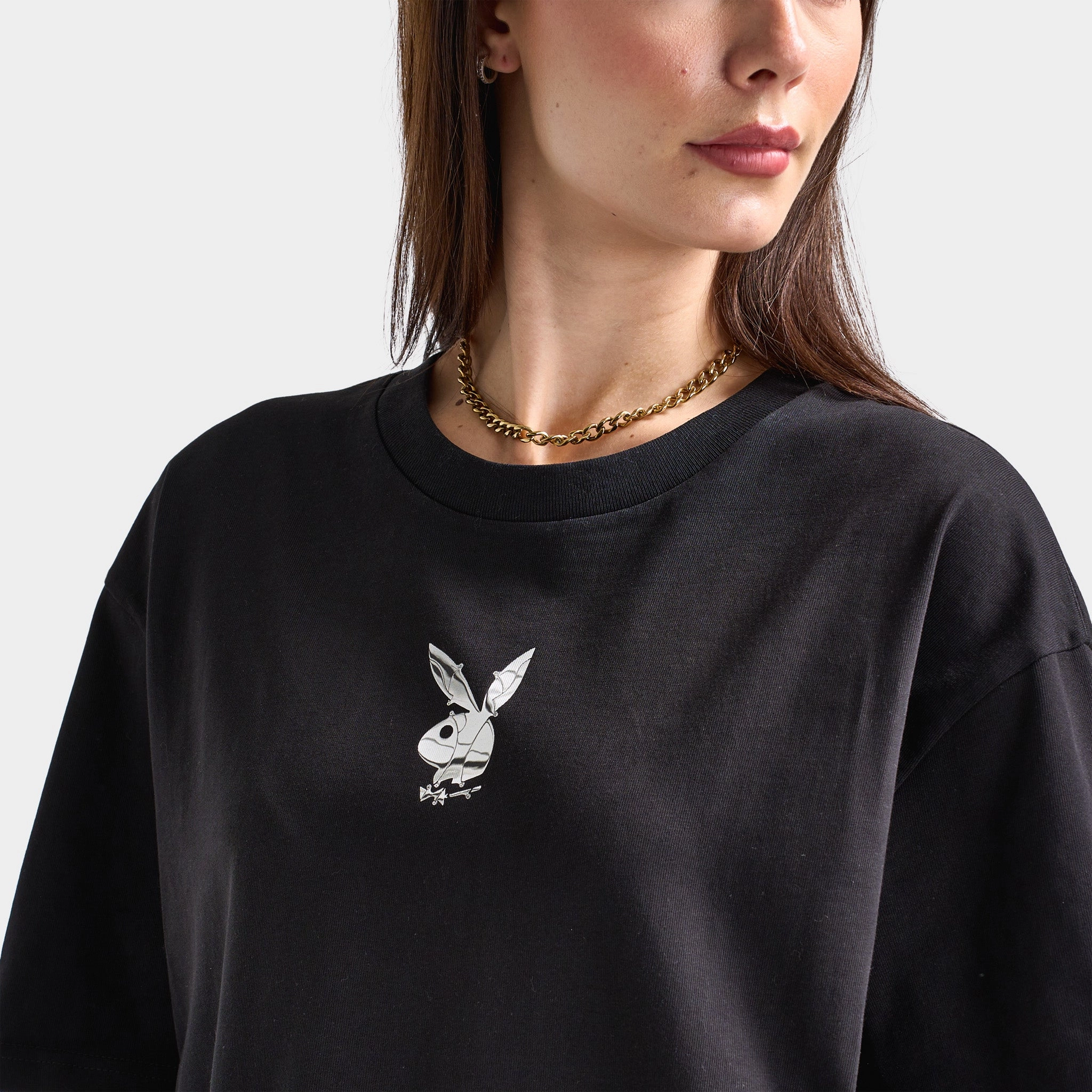 Playboy Chrome RH Oversized Graphic T-Shirt / Black