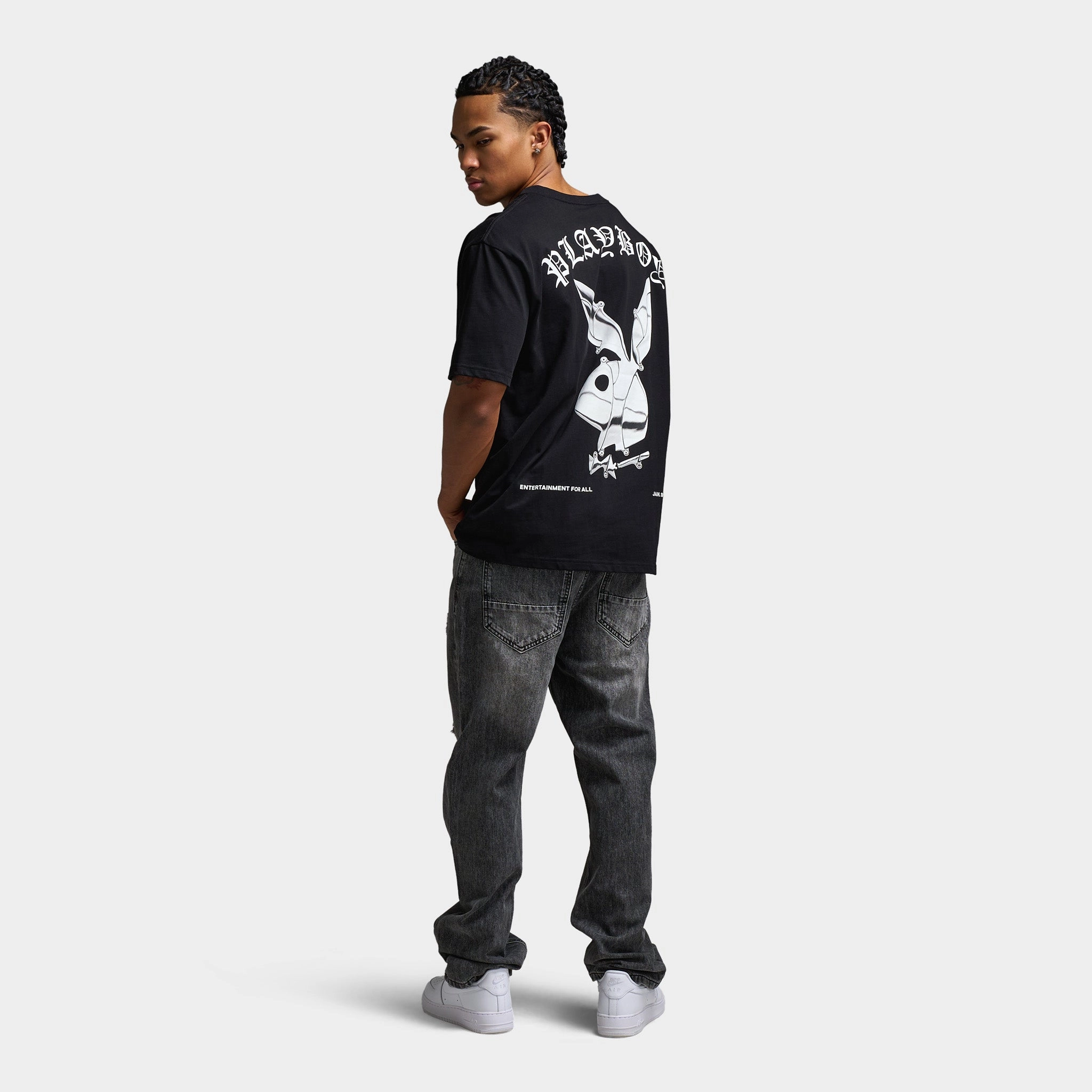 Playboy Chrome RH Oversized Graphic T-Shirt / Black