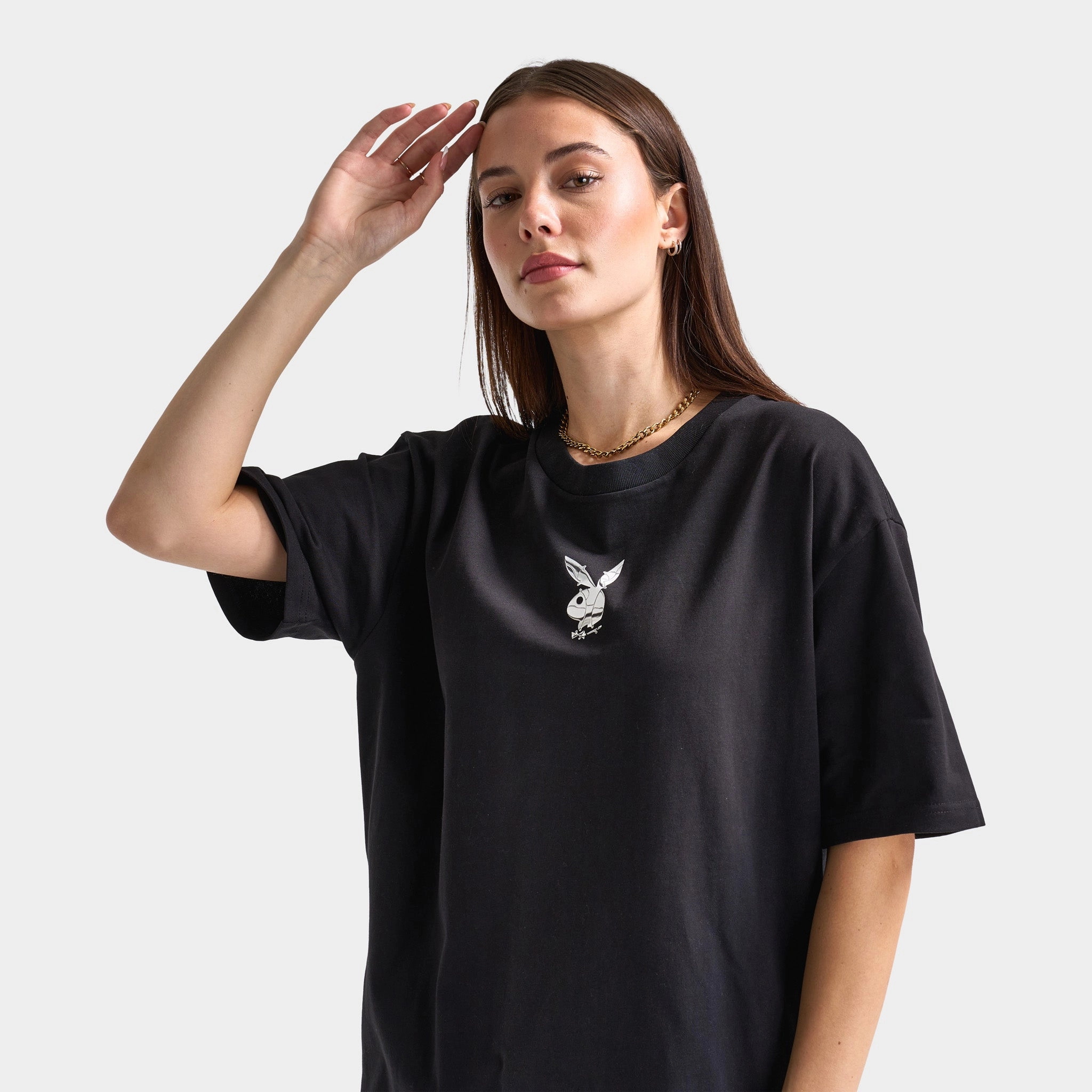Playboy Chrome RH Oversized Graphic T-Shirt / Black