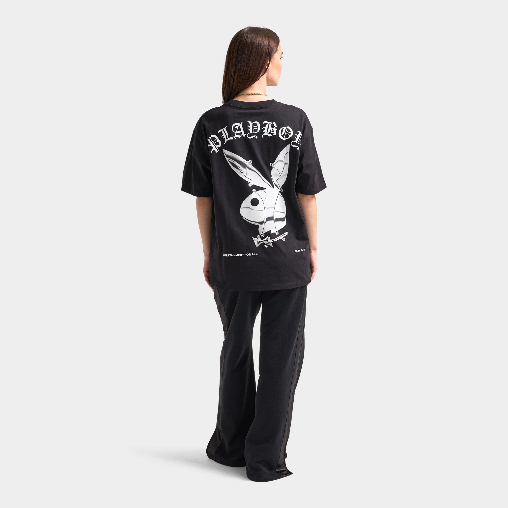 Playboy Chrome RH Oversized Graphic T-Shirt / Black