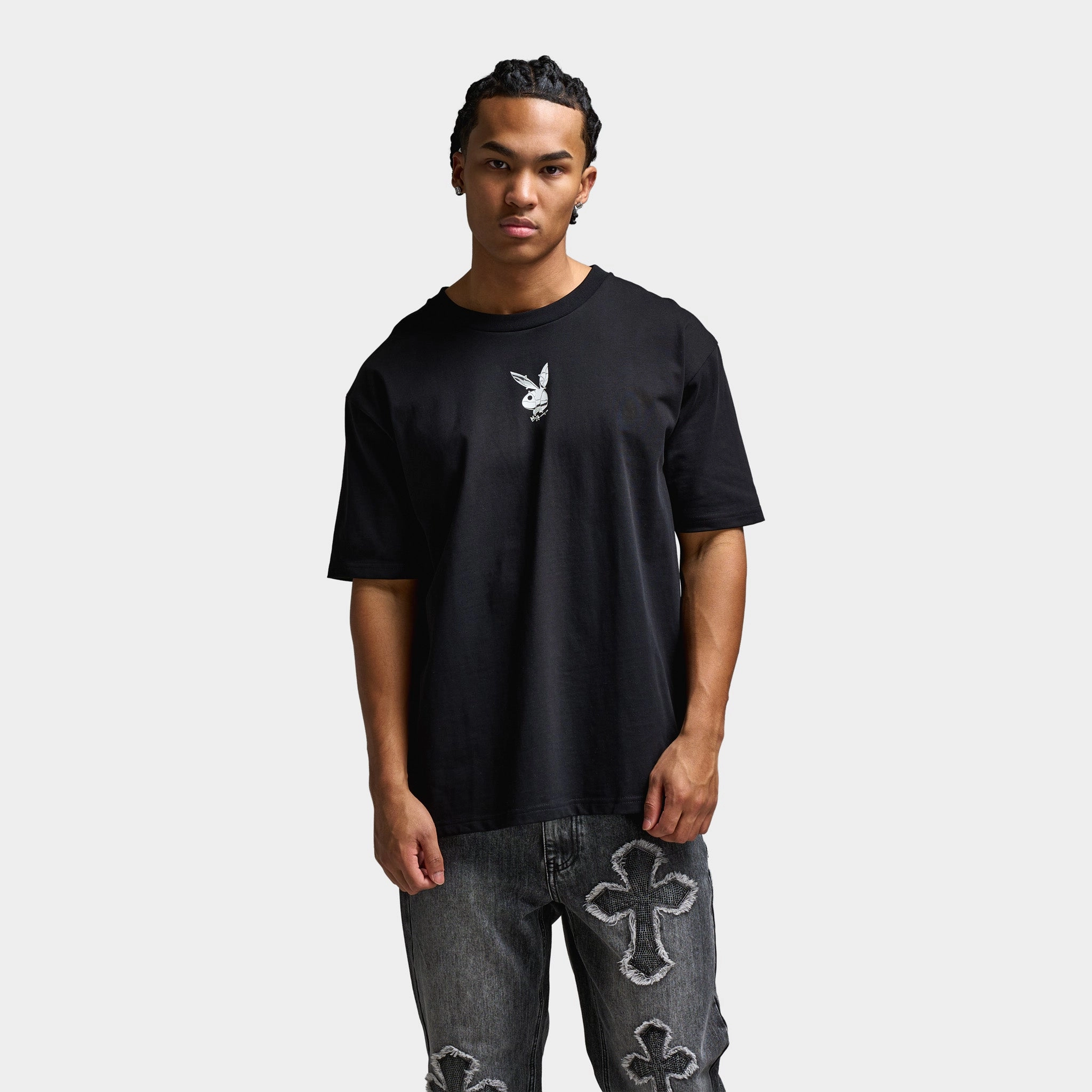 Playboy Chrome RH Oversized Graphic T-Shirt / Black