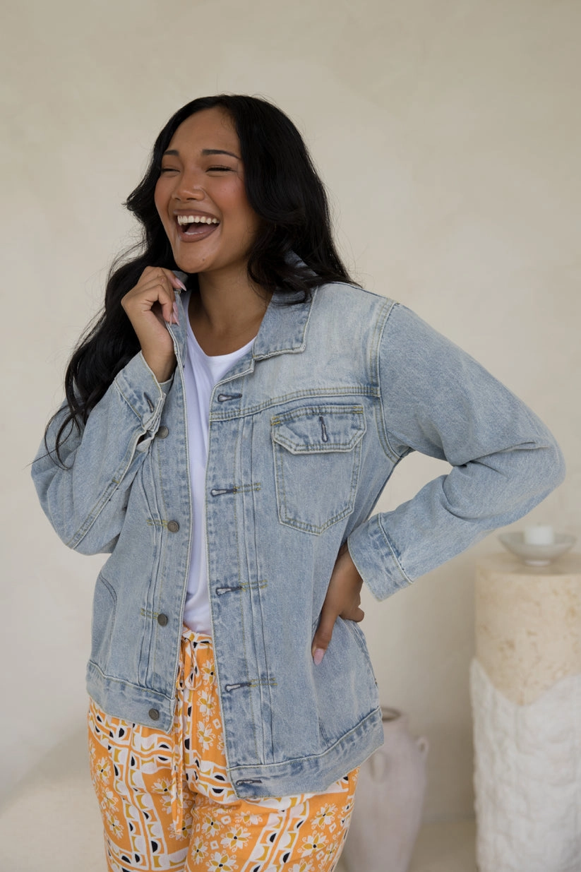 PQ Collection Denim Basic Jacket Light Wash