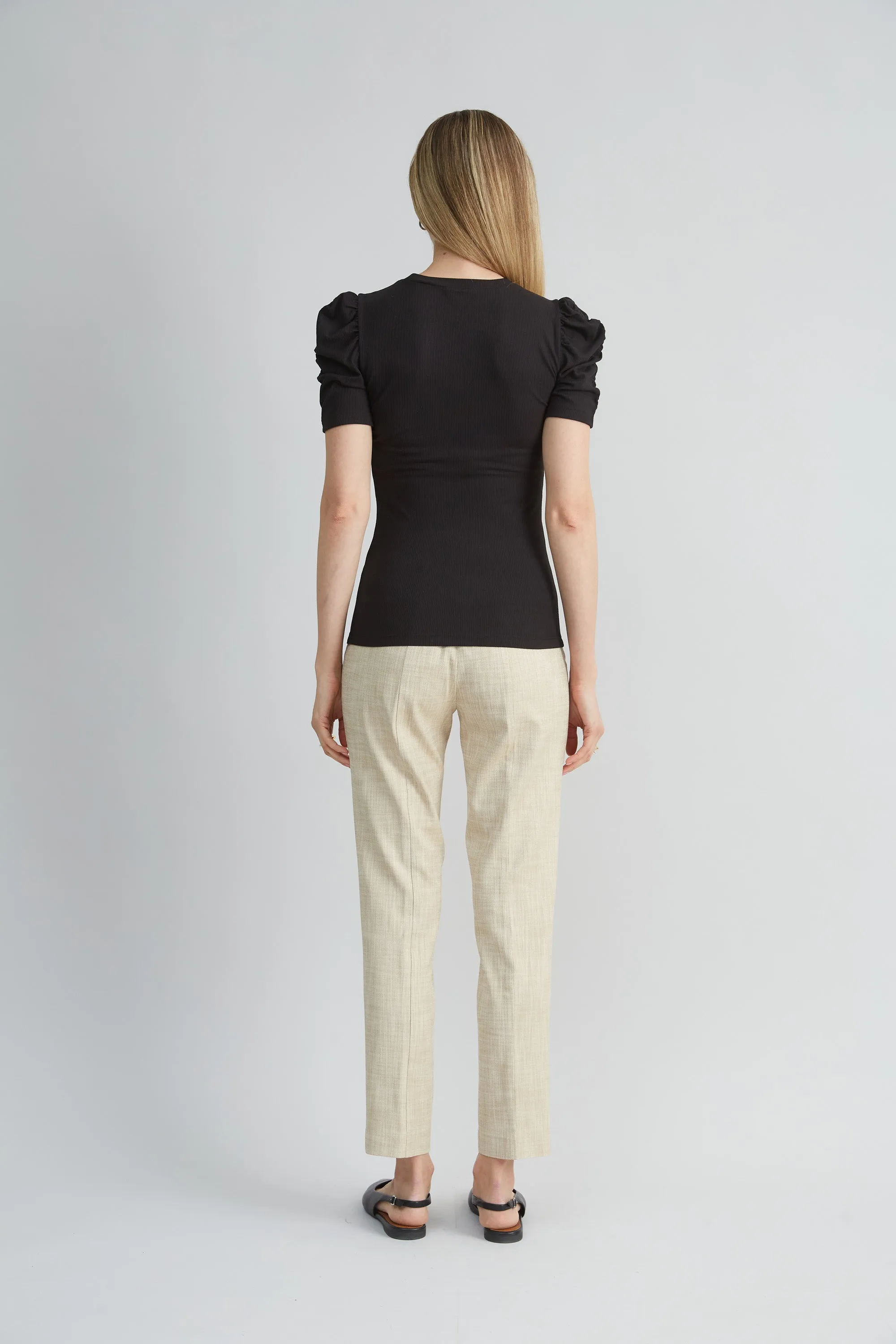 Puff Sleeve Rib Knit