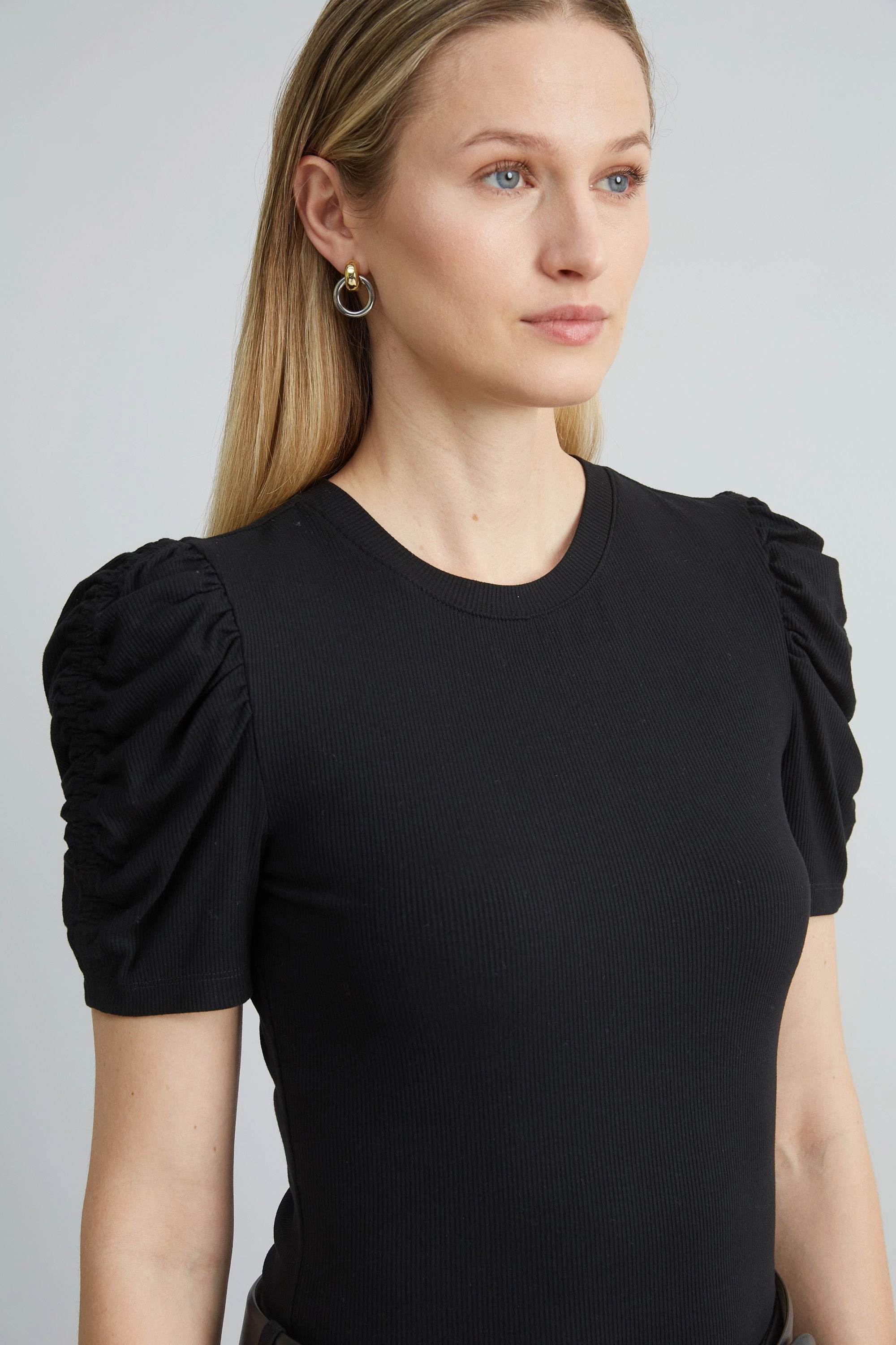 Puff Sleeve Rib Knit