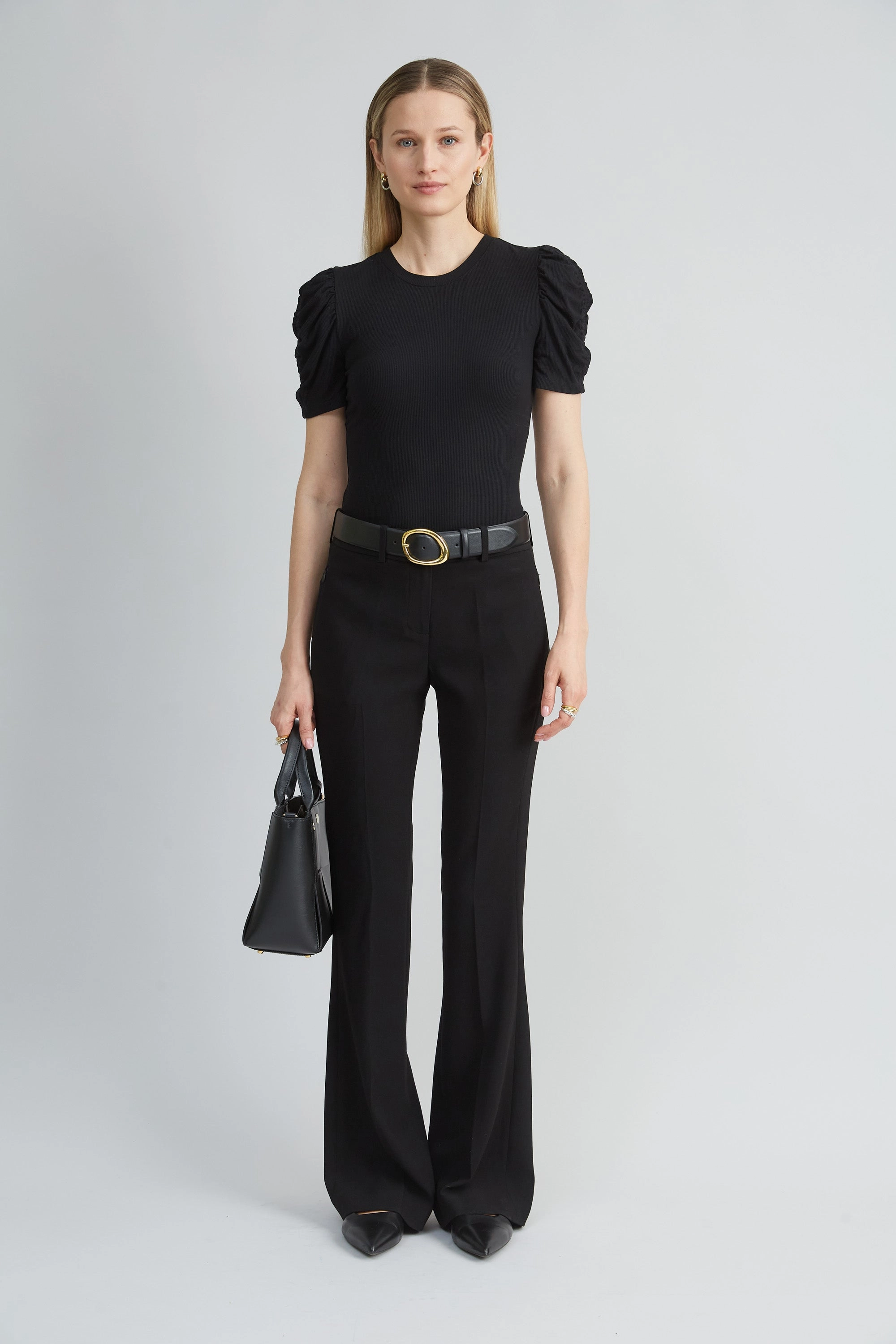 Puff Sleeve Rib Knit