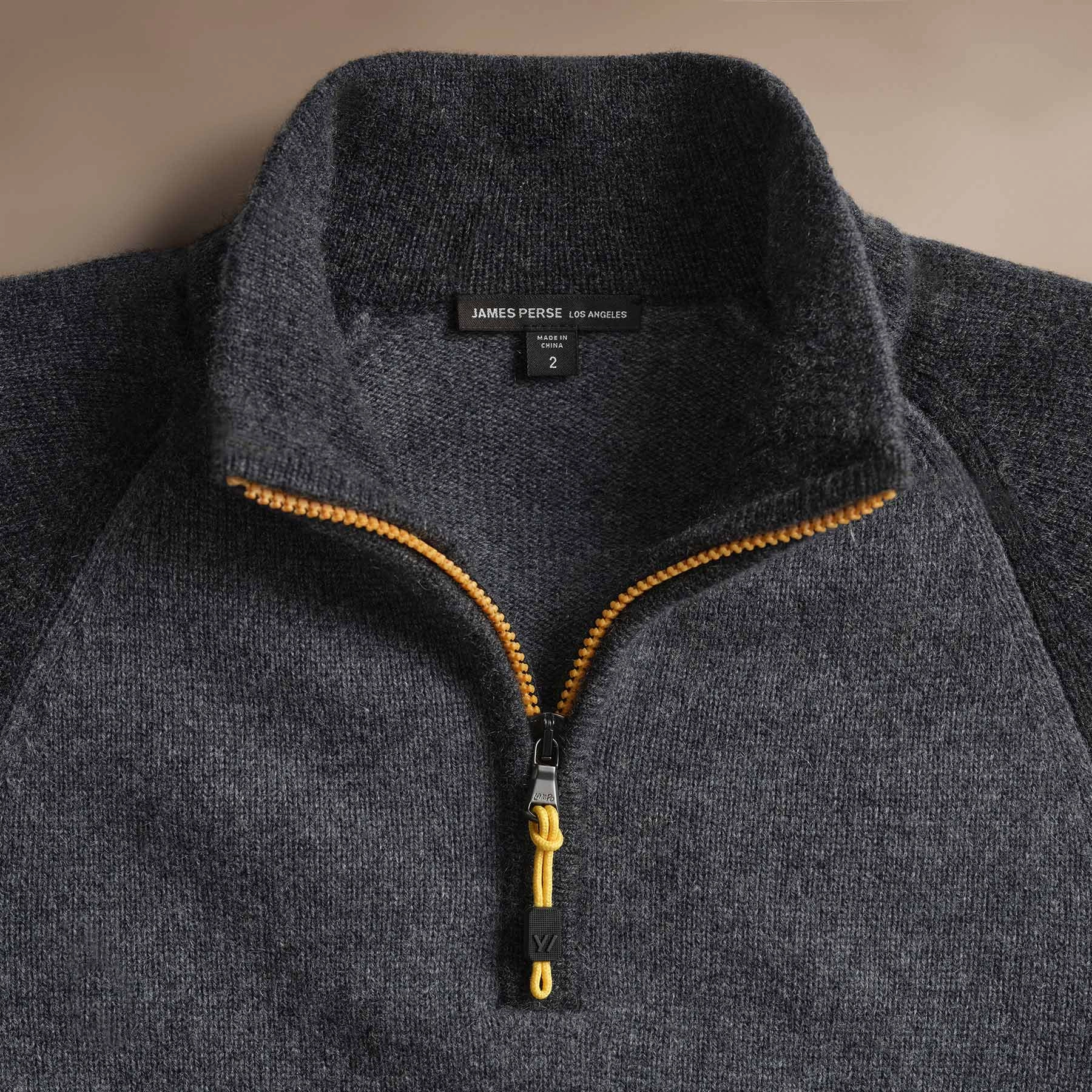 Recycled Cashmere Color Blocked Half Zip - Flannel/Coal