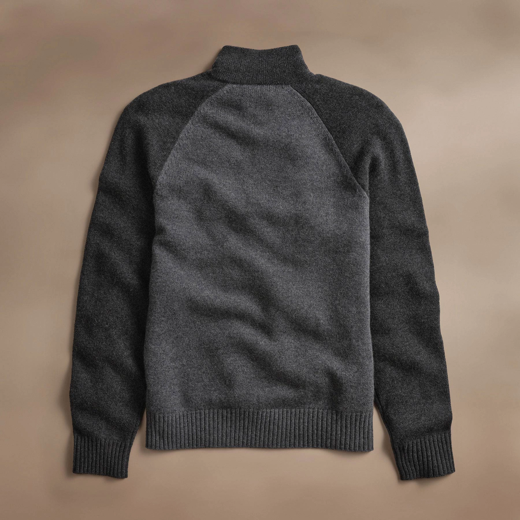 Recycled Cashmere Color Blocked Half Zip - Flannel/Coal