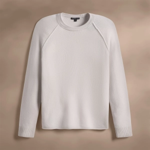 Recycled Cashmere Raglan Crew - Pearl