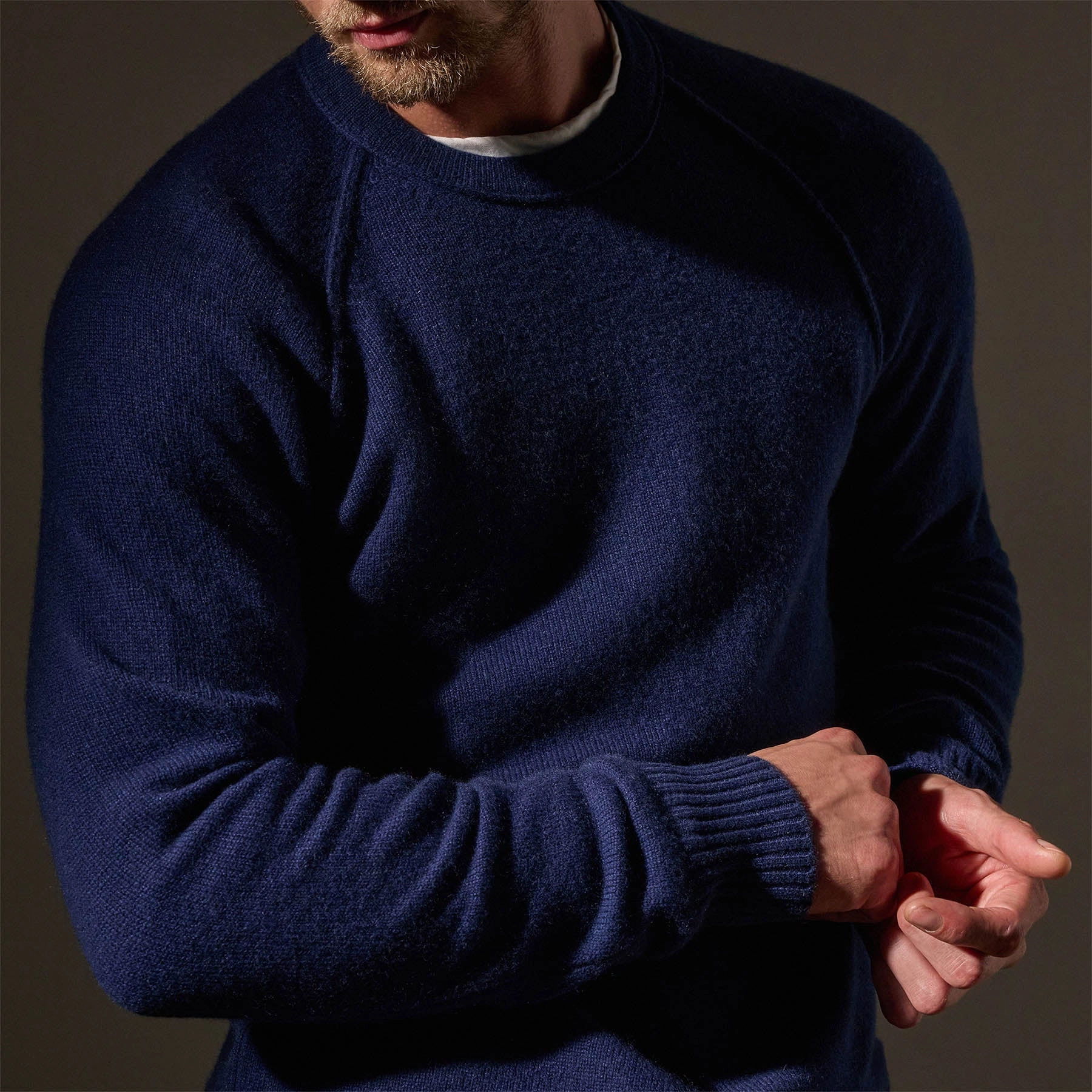 Recycled Cashmere Raglan Crew - Royal Blue