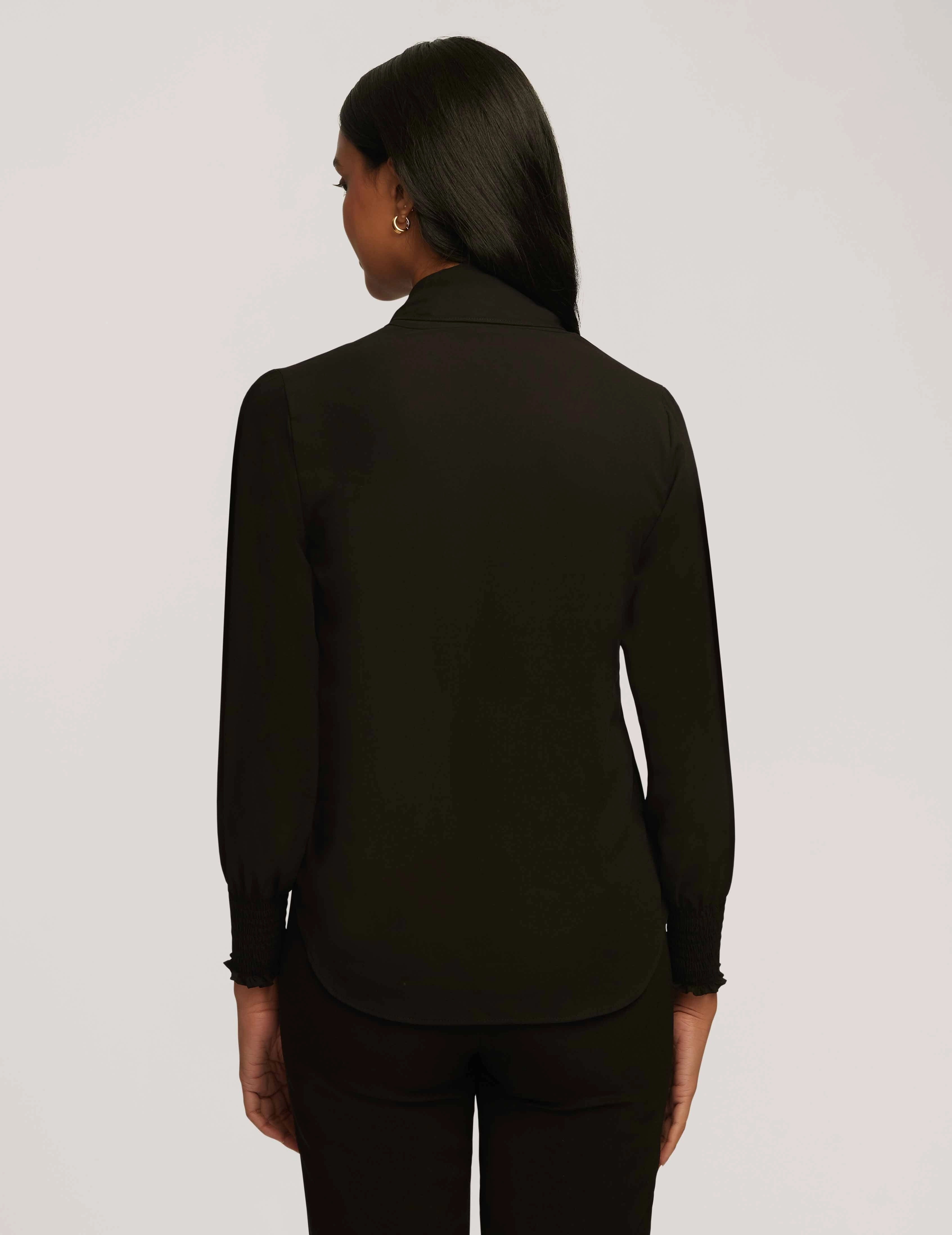 Smocked Cuff Bow Blouse- Sale