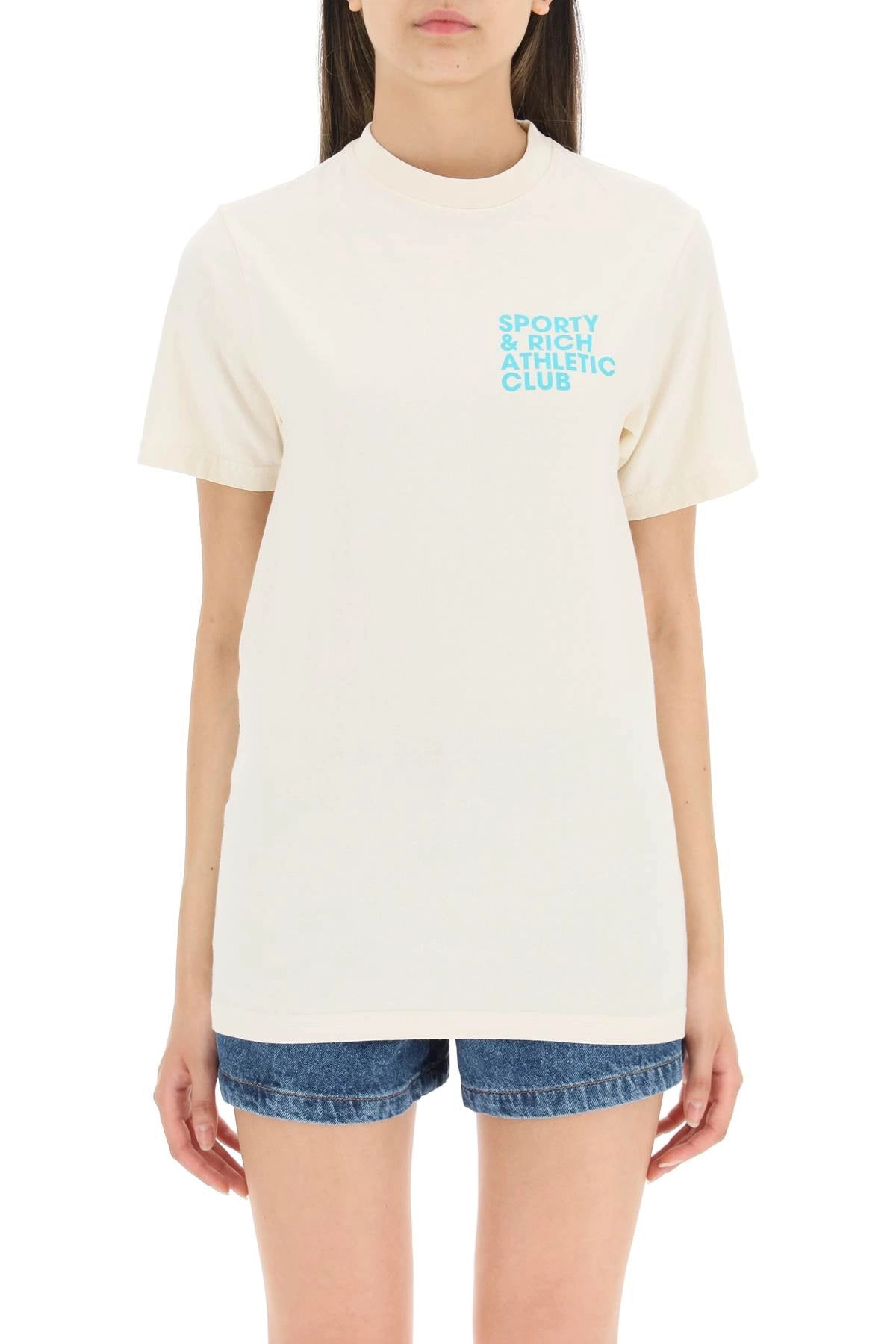 Sporty & Rich Slogan Printed Crewneck T-Shirt