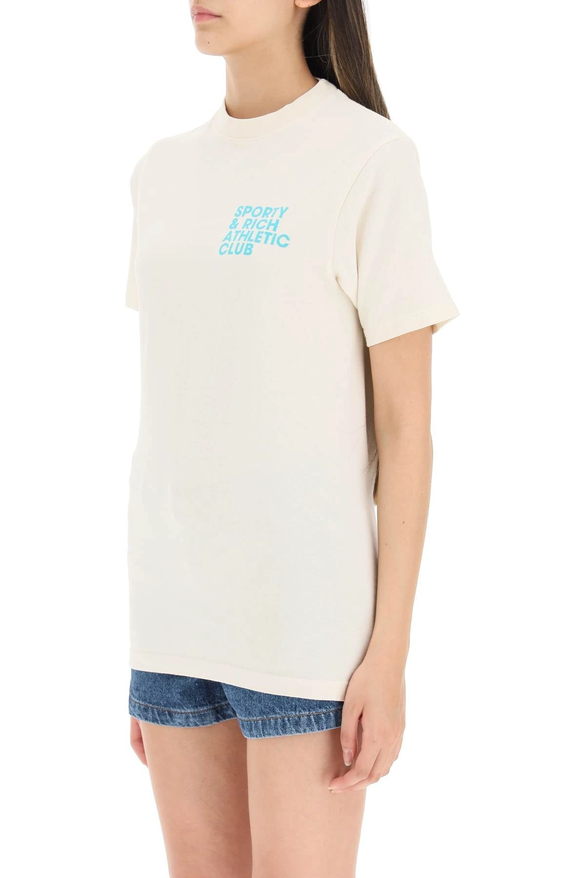 Sporty & Rich Slogan Printed Crewneck T-Shirt