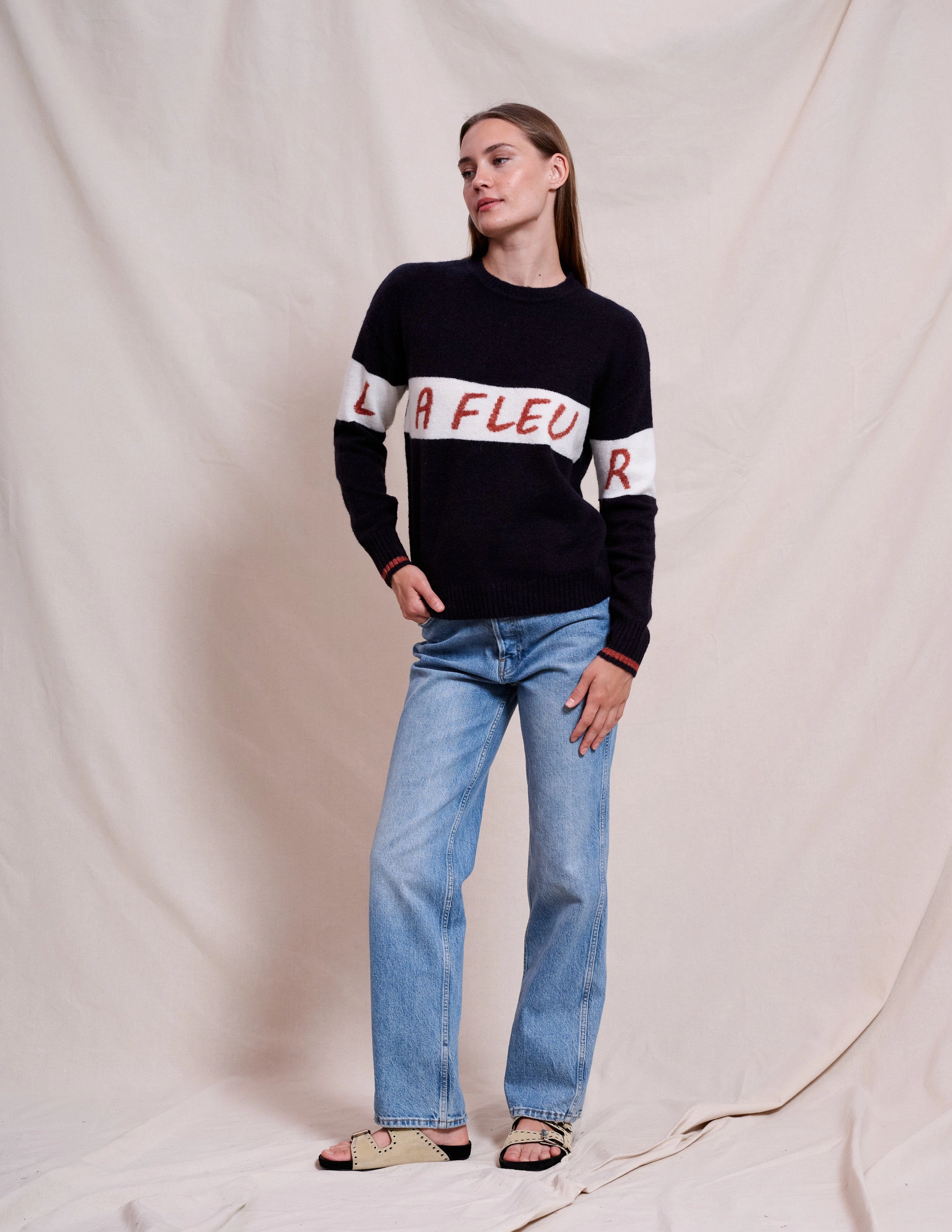 Sundry La Fleur Intarsia in Deep Navy