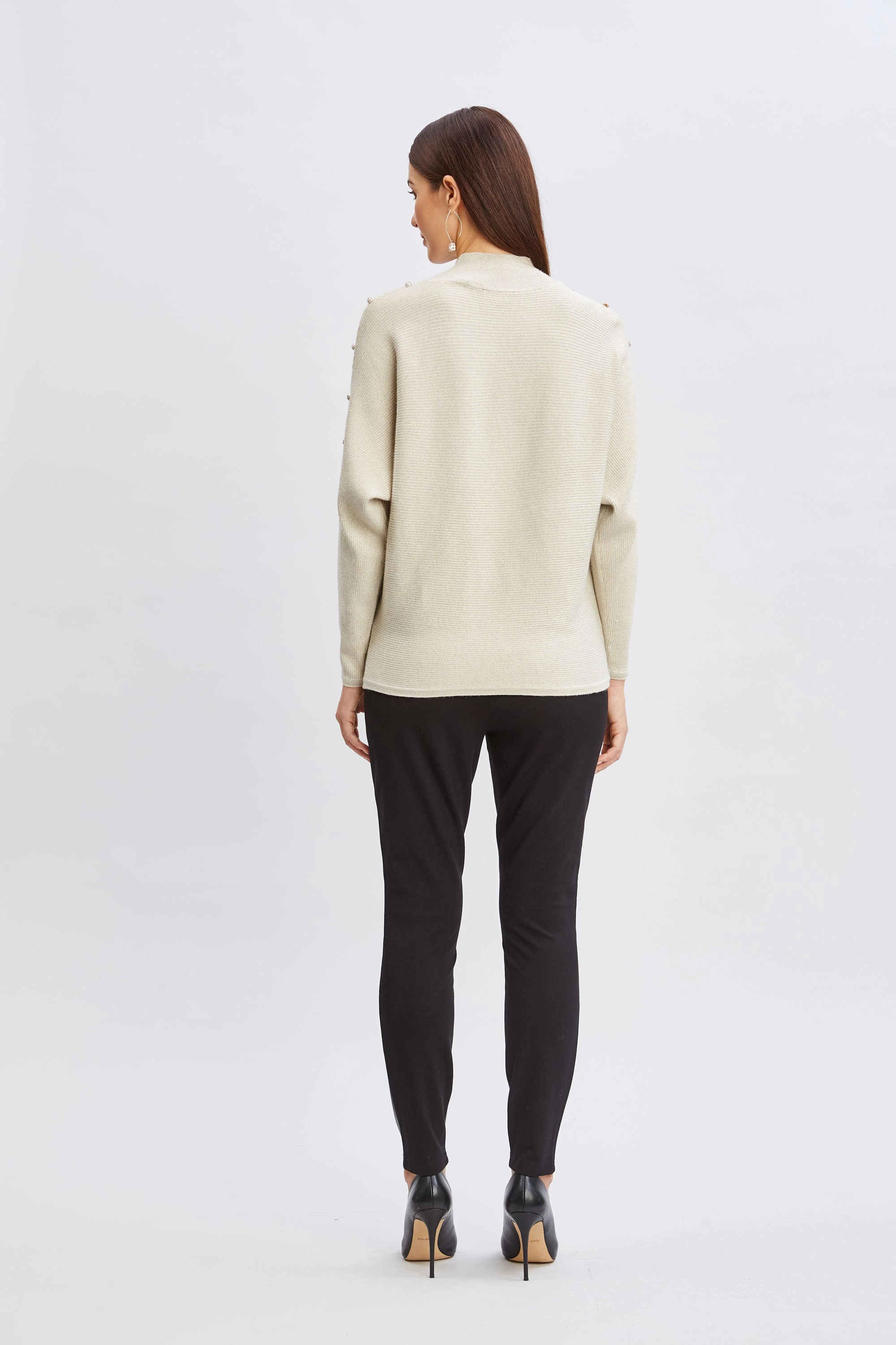 T-Tahari Crystal Sleeve Lurex Sweater