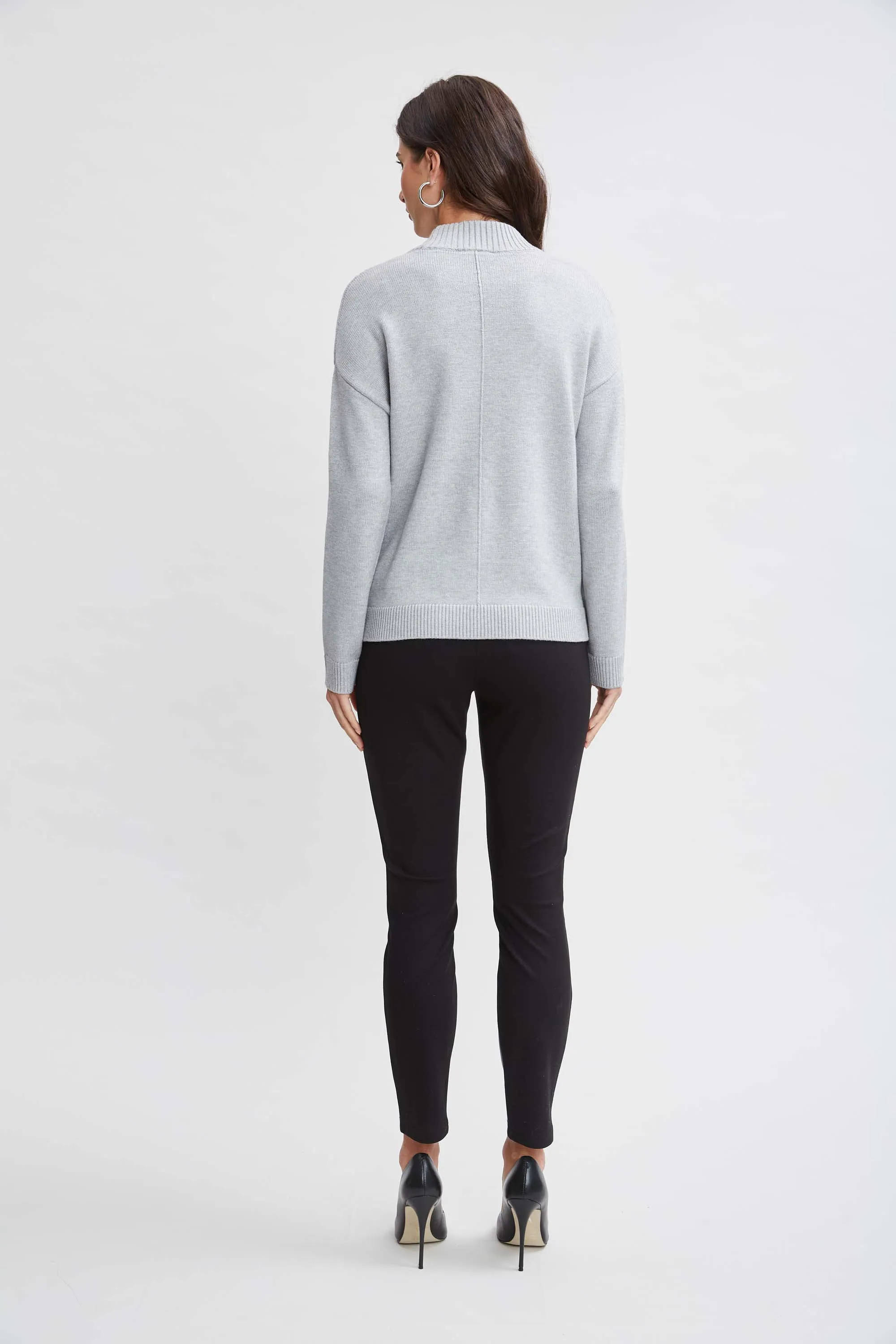T-Tahari Mock Neck Rib Sweater