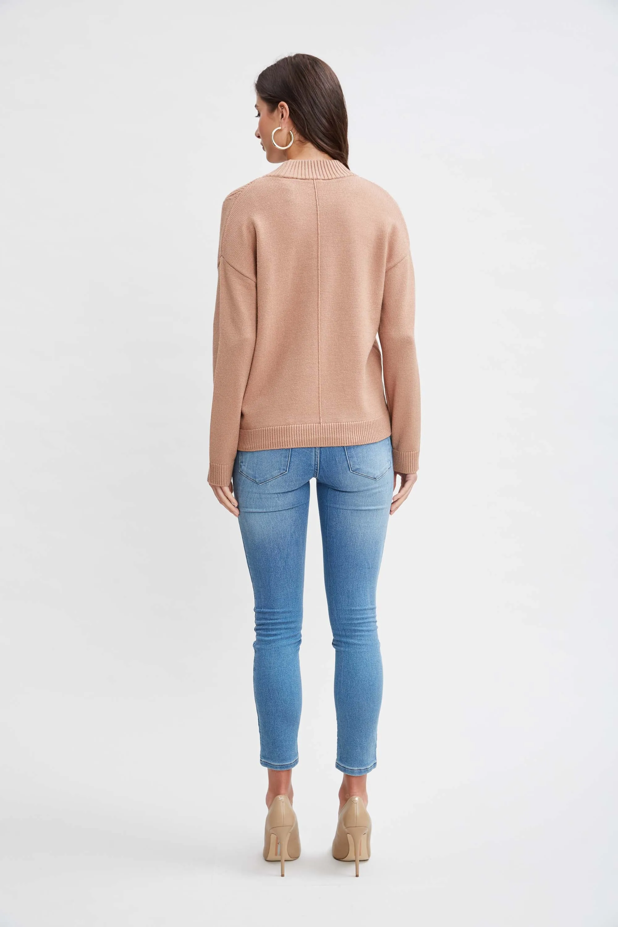 T-Tahari Mock Neck Rib Sweater