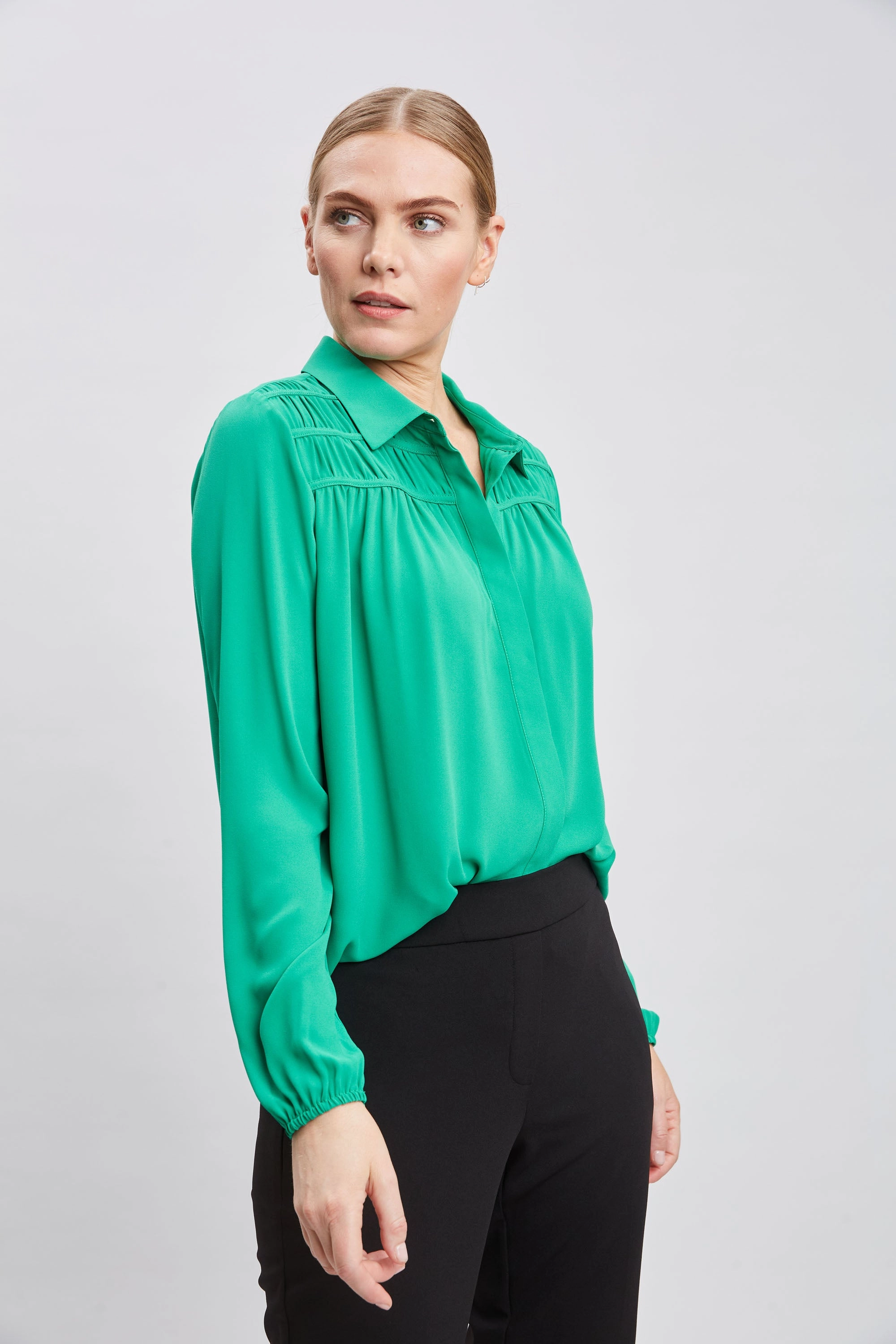 T-Tahari Shirred Button Down Shirt