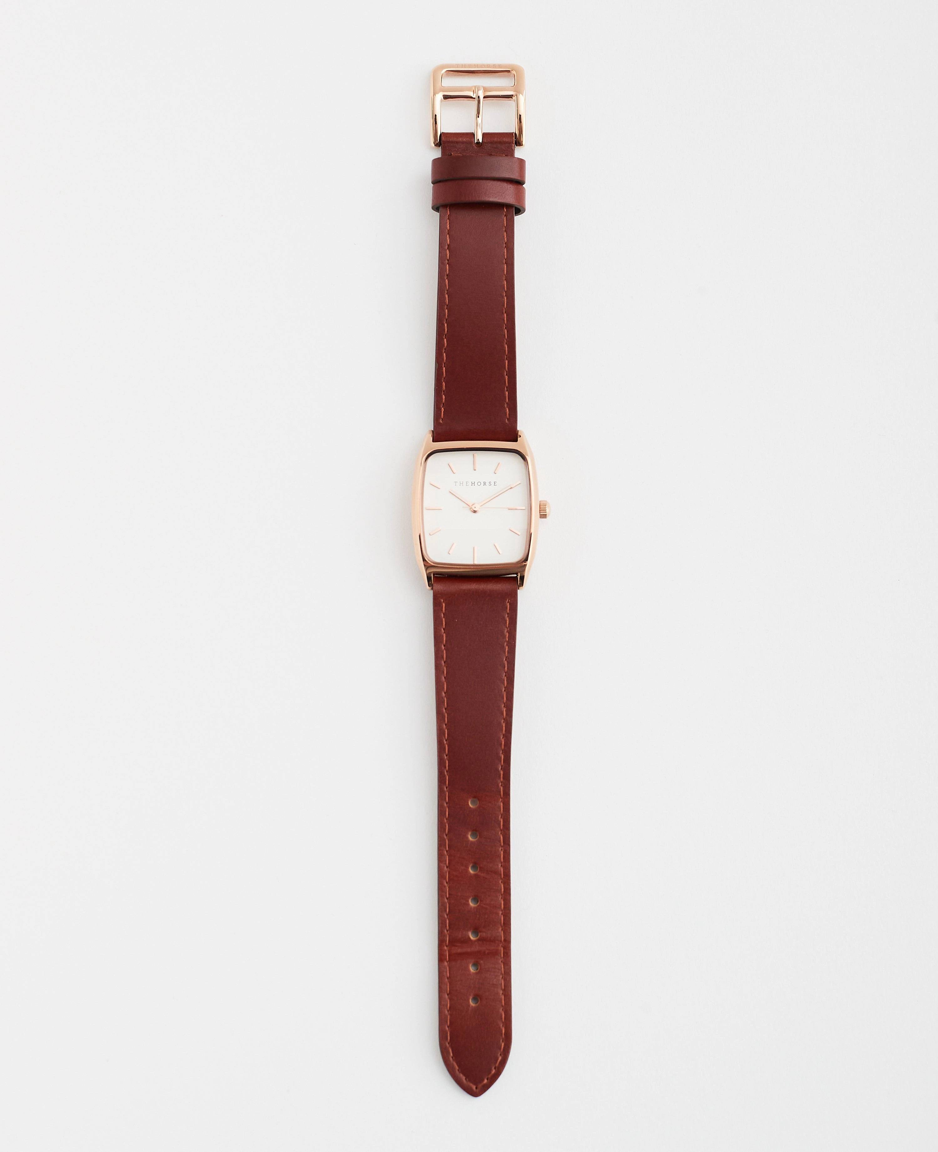 The Dress Watch: Polished Rose Gold / White Dial / Walnut Leather