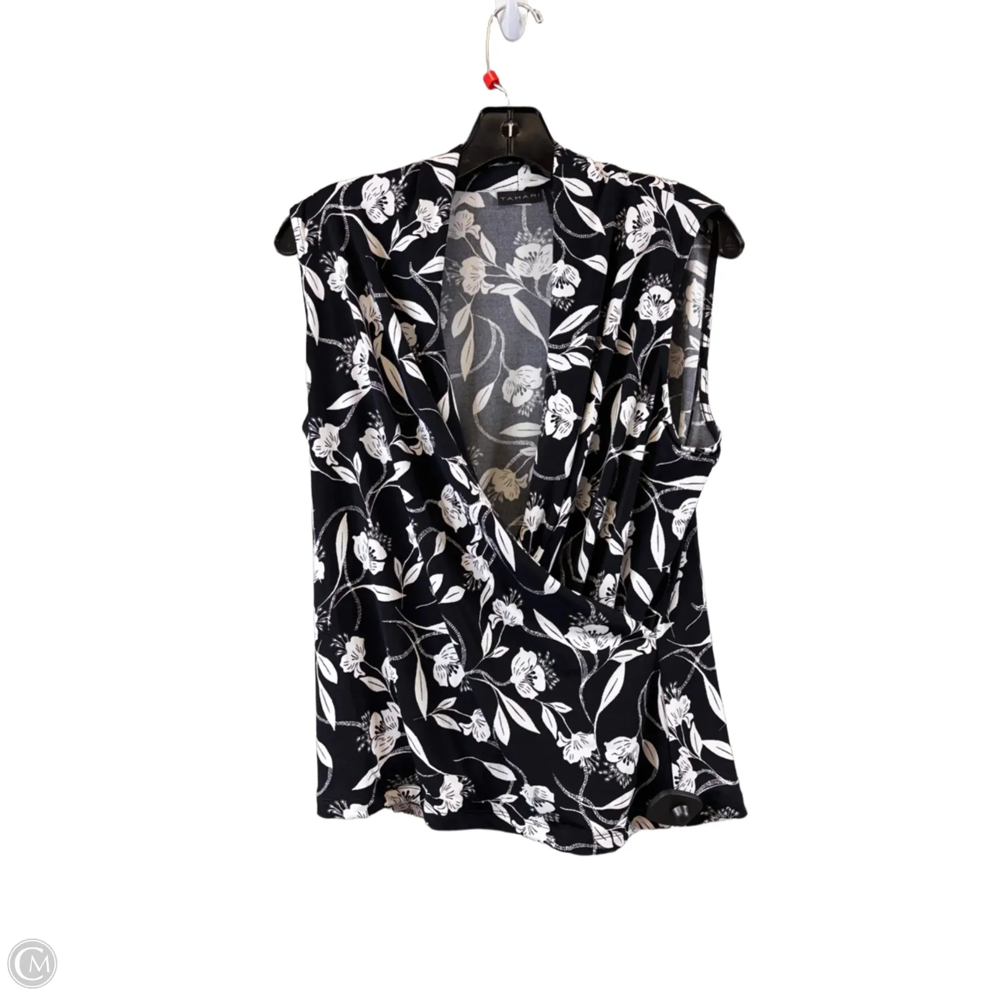 Top Sleeveless Basic By T Tahari In Black & White, Size: L