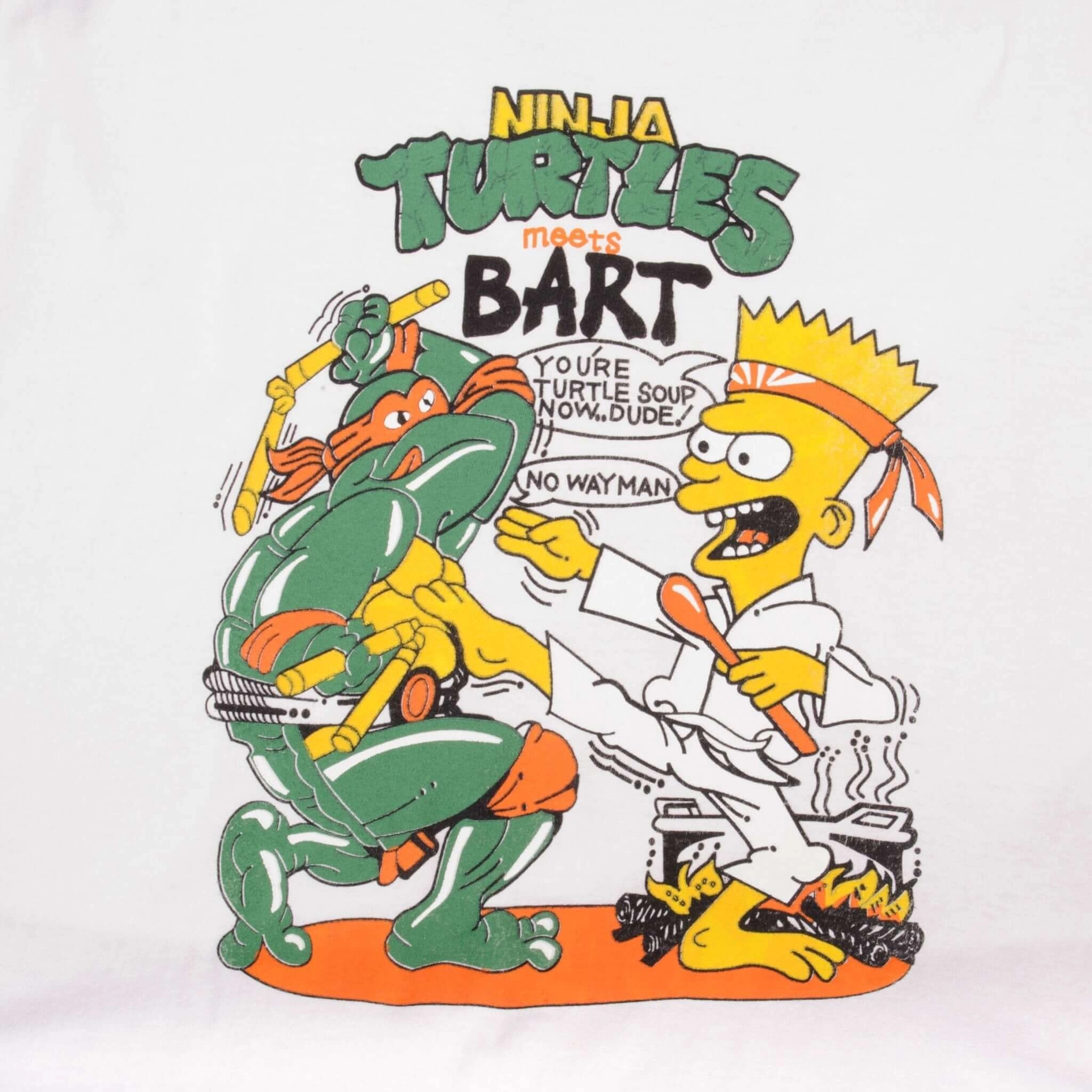 VINTAGE BART SIMPSON X NINJA TURTLES TEE SHIRT 1990S SIZE LARGE MADE IN USA