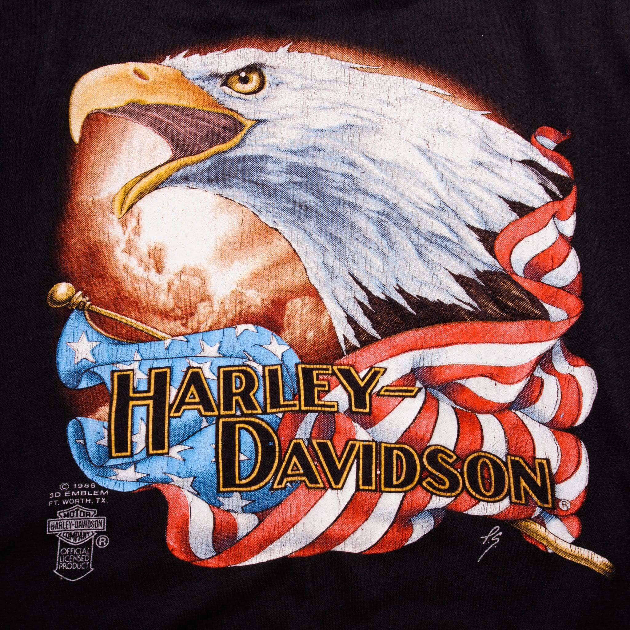 VINTAGE HARLEY DAVIDSON 1986 TEE SHIRT SIZE SMALL 3D EMBLEM MADE IN USA