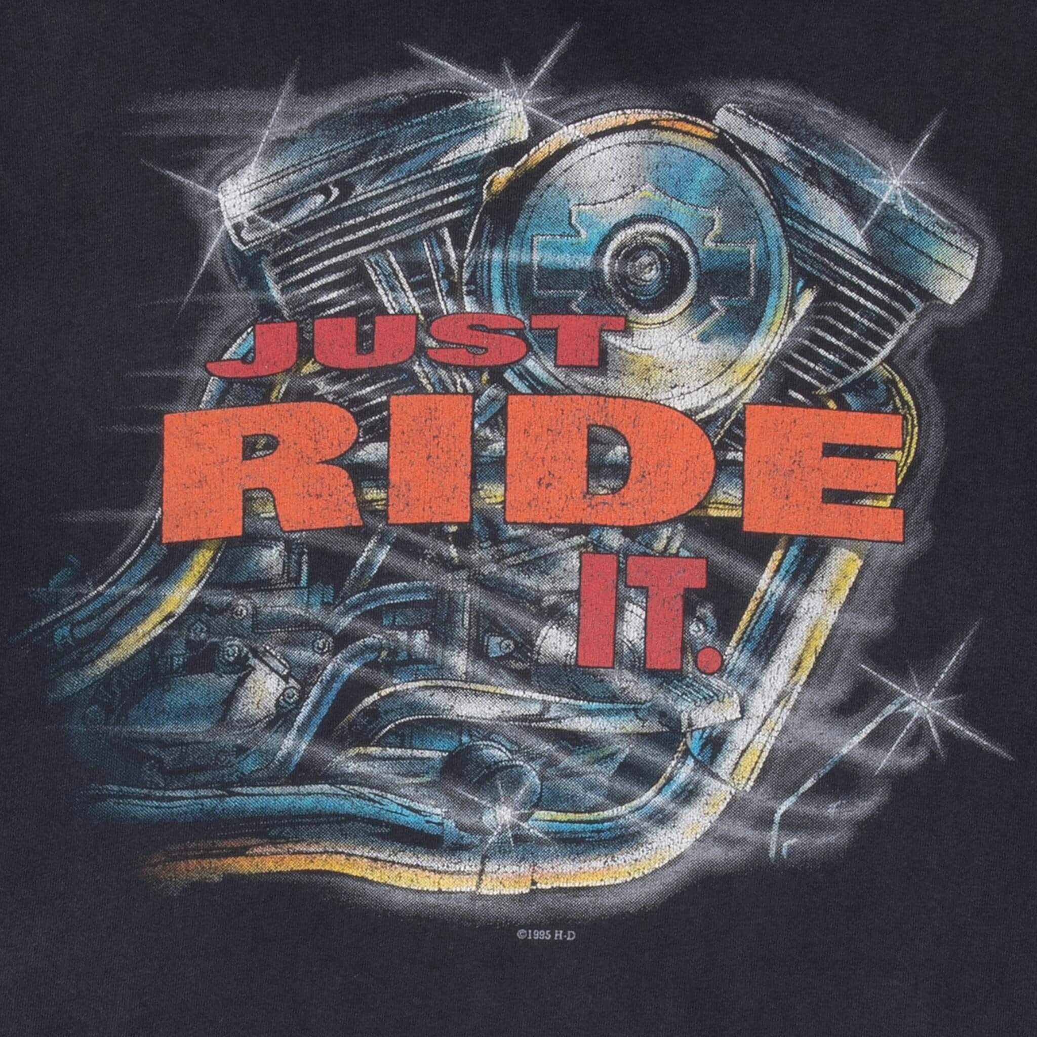 VINTAGE HARLEY DAVIDSON JUST RIDE IT TEE SHIRT 1995 3XL MADE IN USA