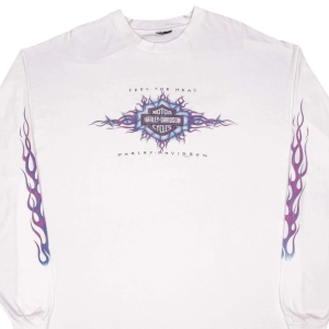 VINTAGE HARLEY DAVIDSON LONG SLEEVES FLAME TEE SHIRT 1998 SIZE 2XL MADE IN USA