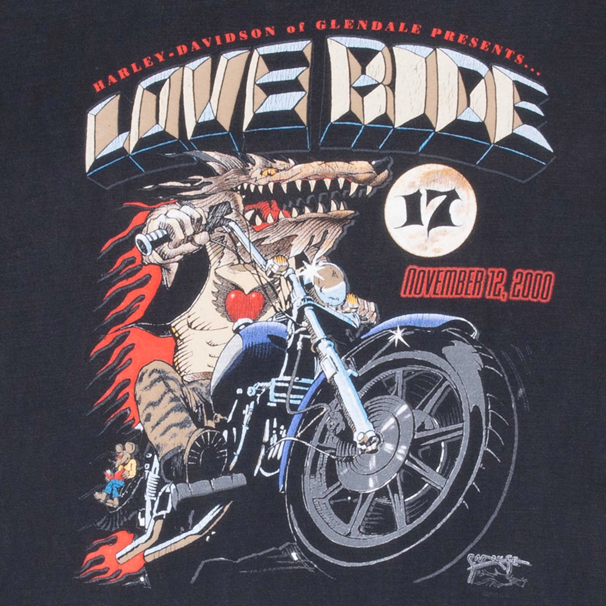 VINTAGE HARLEY DAVIDSON LOVE RIDE 2000 TEE SHIRT MEDIUM MADE IN USA