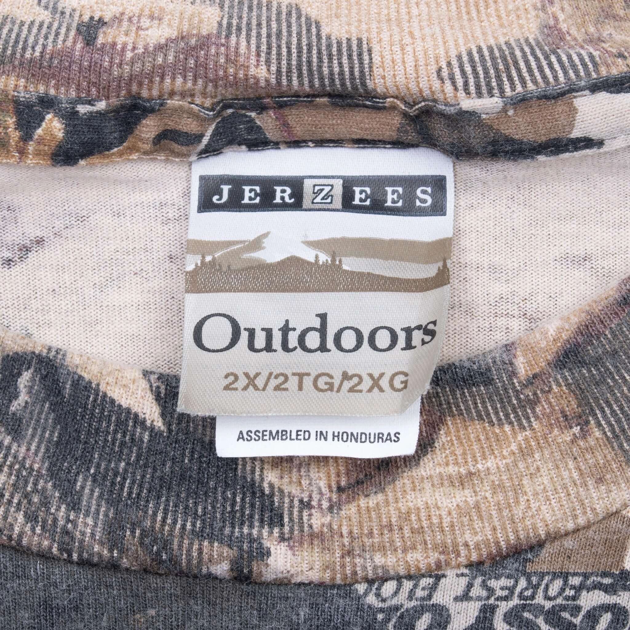 VINTAGE HUNTING MOSSY OAK FOREST FLOOR CAMO LONG SLEEVE POCKET TEE SHIRT 2XL
