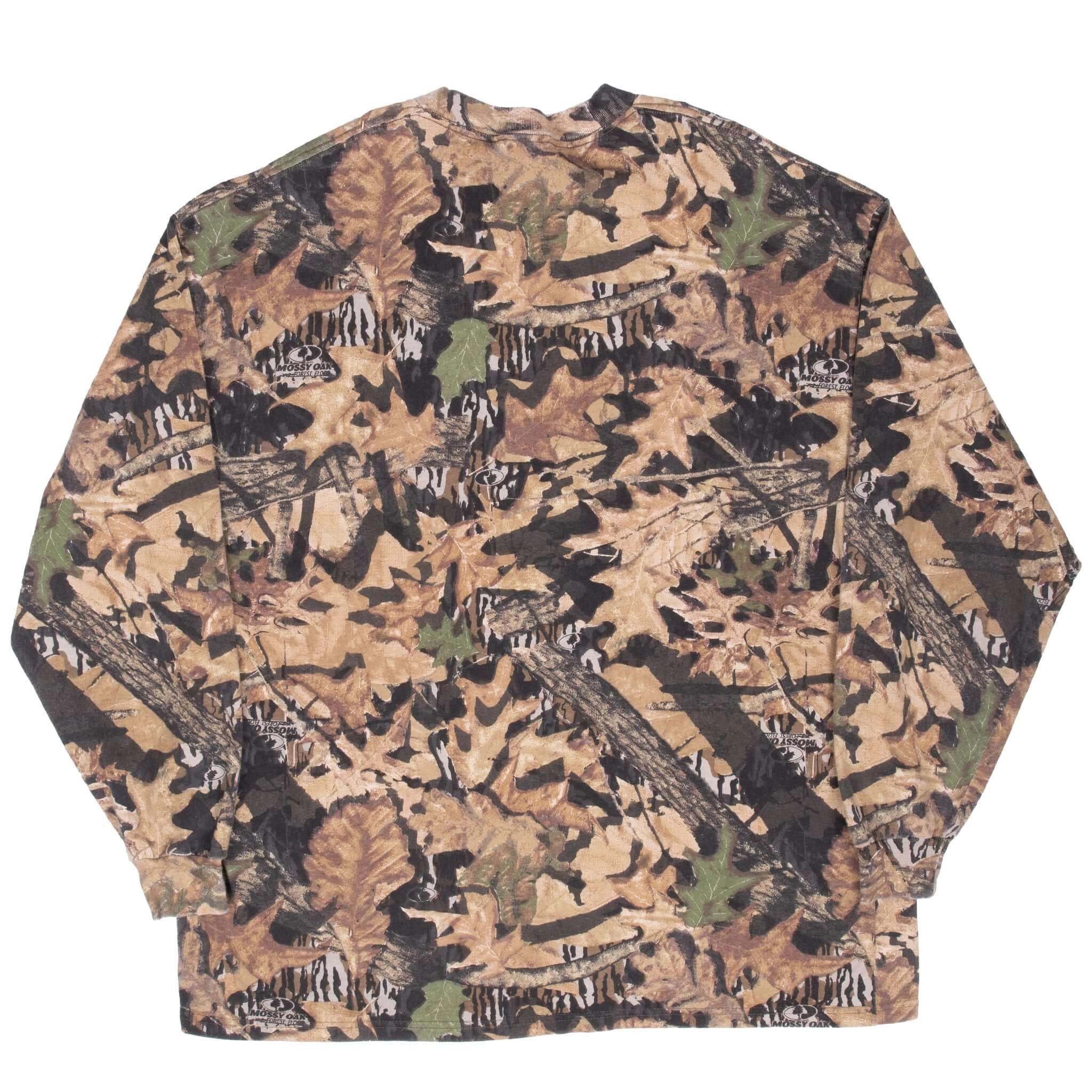 VINTAGE HUNTING MOSSY OAK FOREST FLOOR CAMO LONG SLEEVE POCKET TEE SHIRT 2XL