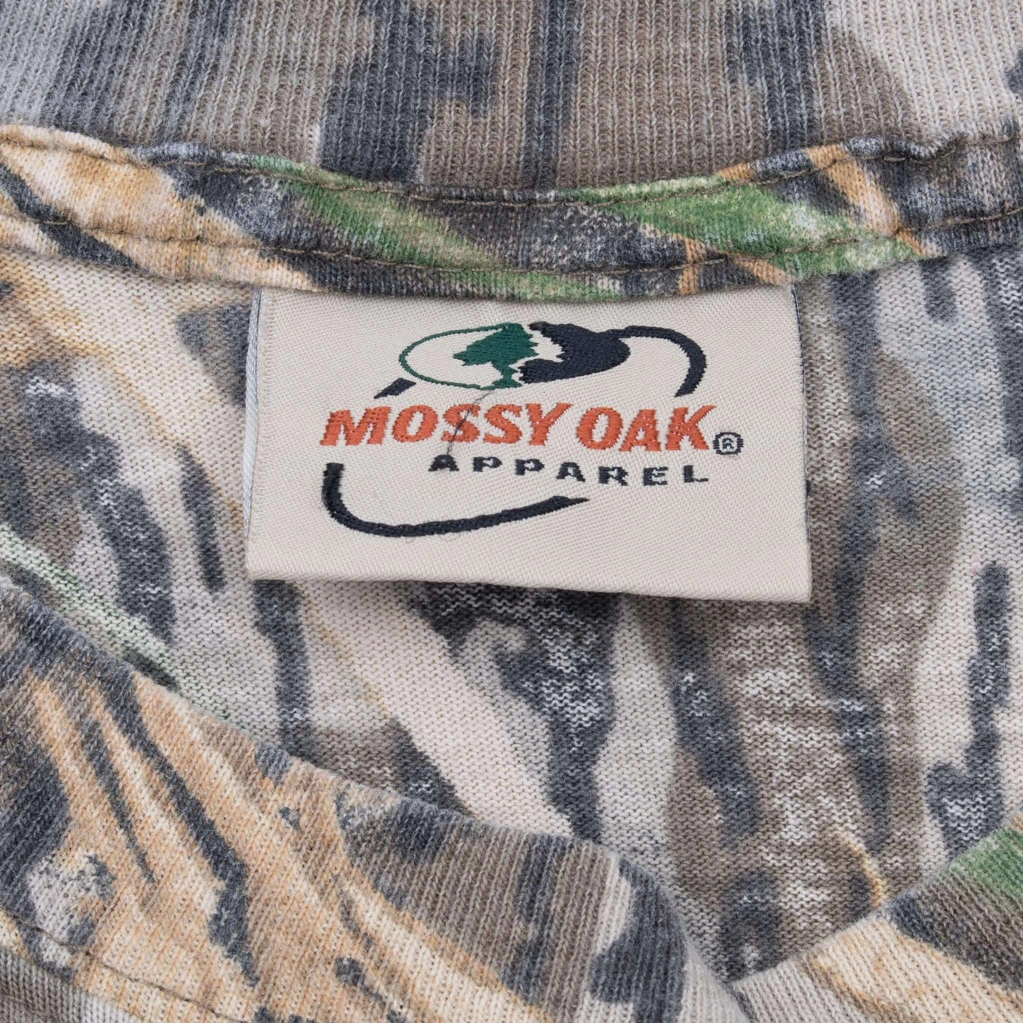 VINTAGE HUNTING MOSSY OAK SHADOW GRASS CAMO LONG SLEEVE POCKET TEE SHIRT XL